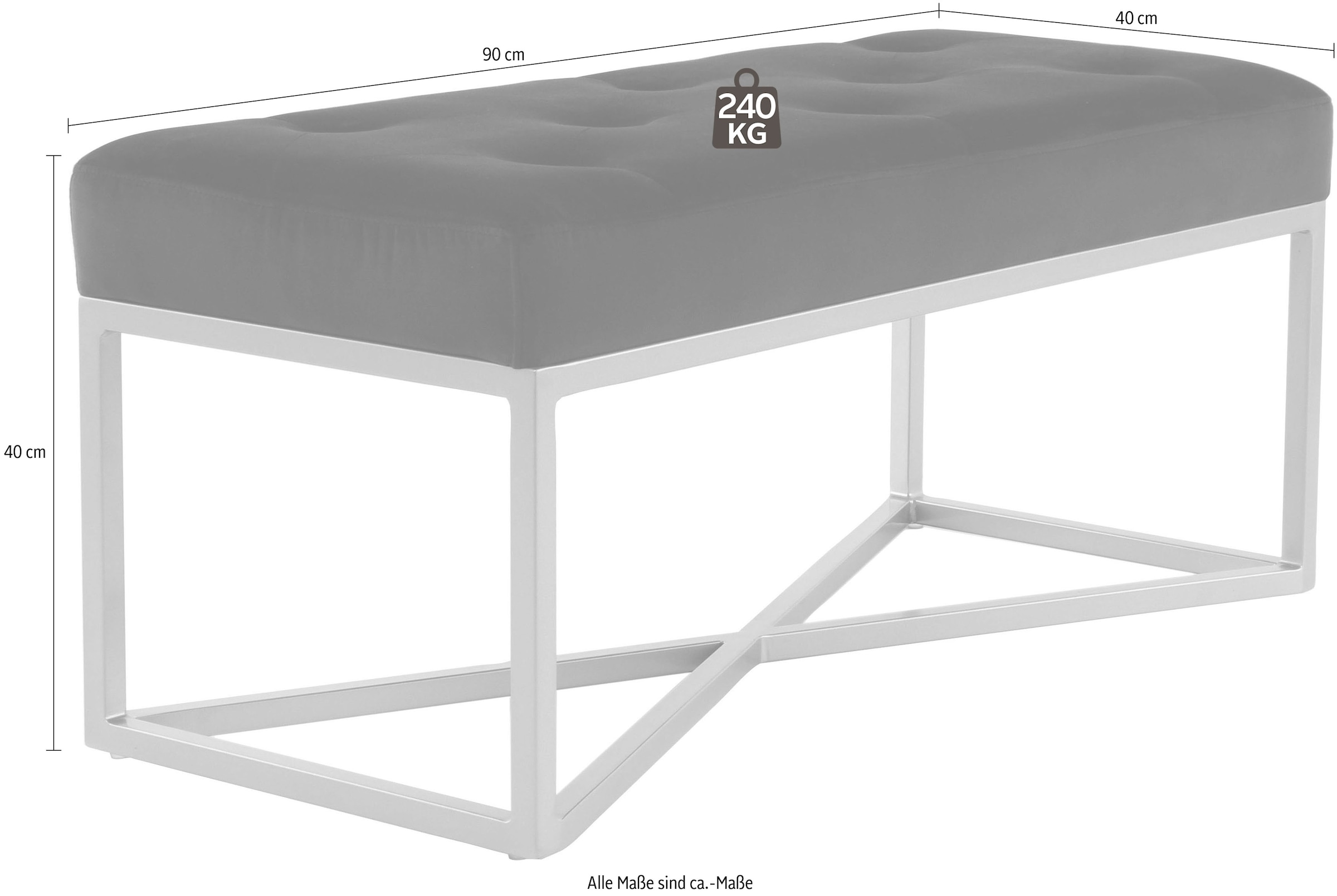 Kayoom Banc à tabouret »Cameron 125, glamouröses Design, glänzenden Metallfüssen, in Samt-Look« 1 cuis tlg. bequem, elegant, mit Zierknöpfen, Gold-coated Eisengestell