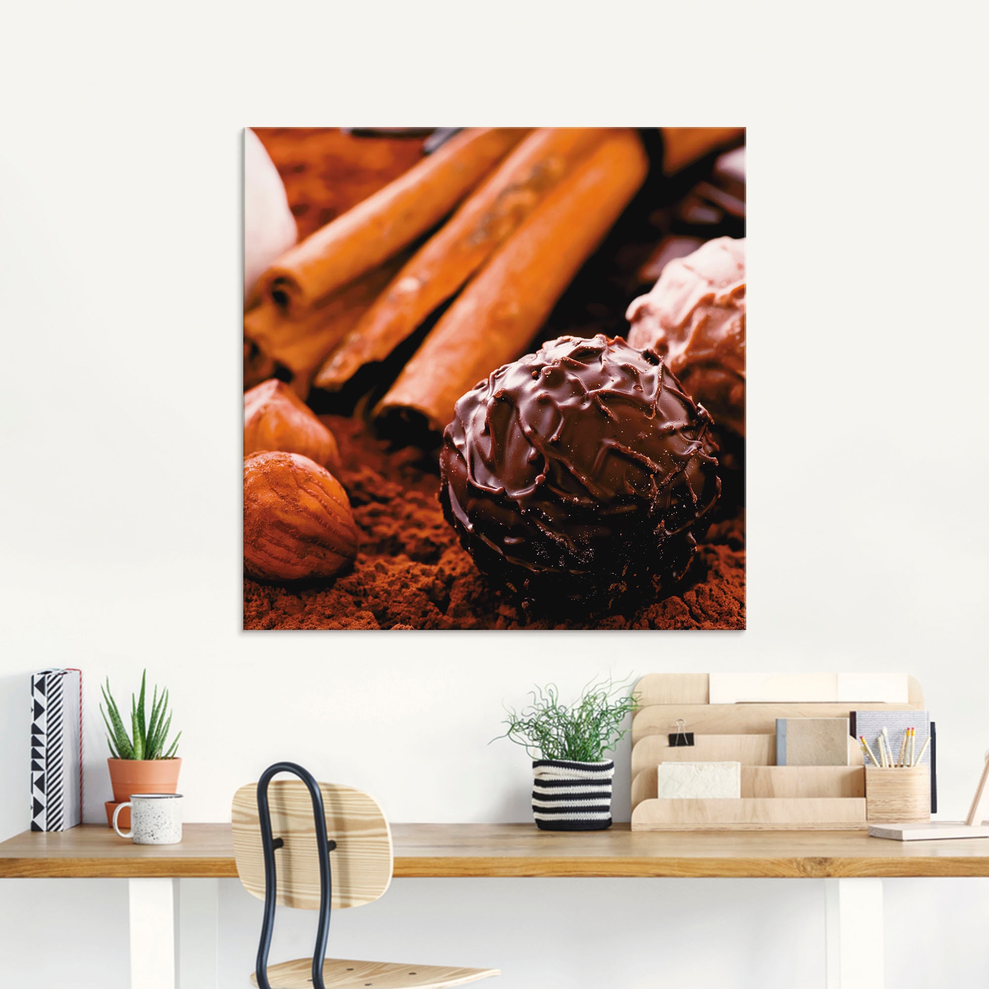Artland Tableau en verre »Schokoladen-Trüffel« Desserts 1 cuis tlg. disponible en différentes tailles