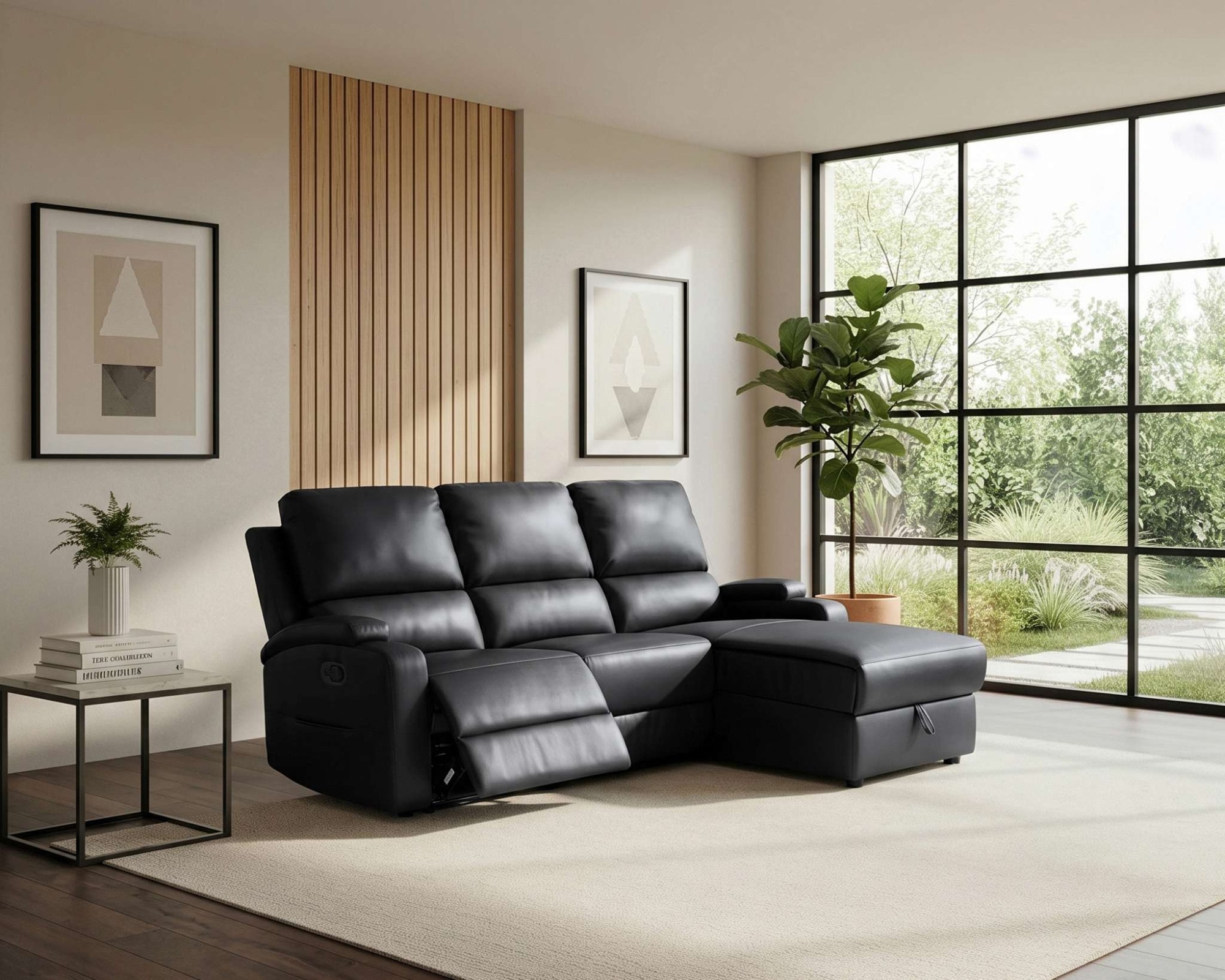 GOODproduct Canapé d'angle »NAPORI Kunstleder, Multimediasofa, L-Form« fonction relax manuelle ou électrique, USB-A pour la version électrique, coffre de rangement