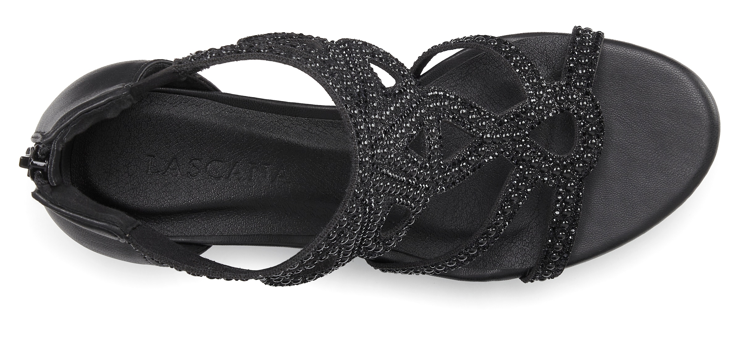 LASCANA Sandalette »Sandale, Sommerschuh, offener Schuh,«  NEU mit Blockabsatz und Glitzersteinchen VEGAN