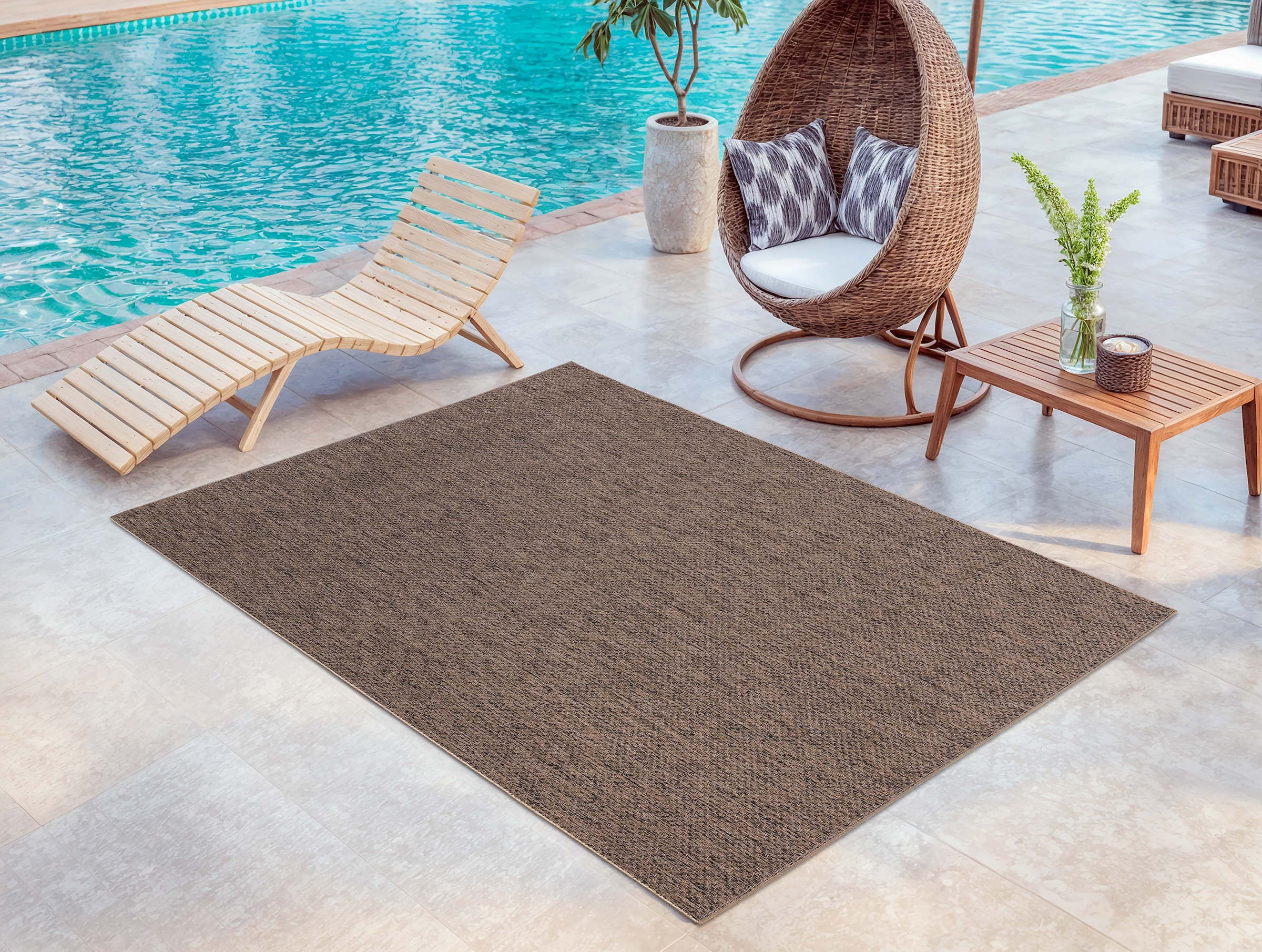 my home Teppich »Rhodos, In-und Outdoor geeignet« rechteckig 3 mm Höhe Sisal-Optik, Wetterfest & UV-beständig, Wohnzimmer, Balkon, Camping