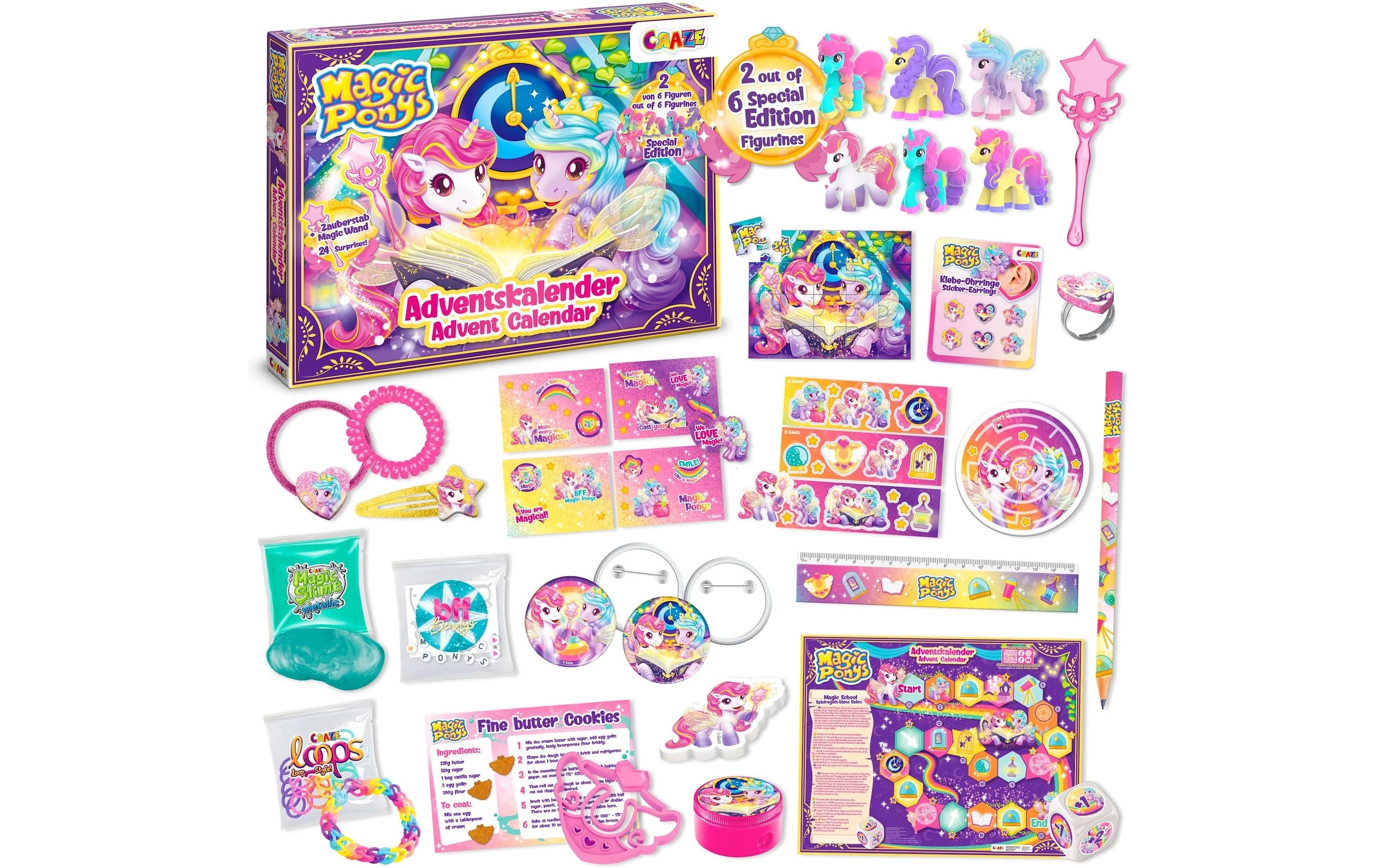 CRAZE Jouet calendrier de l'Avent »Adventskalender Magic Ponys«
