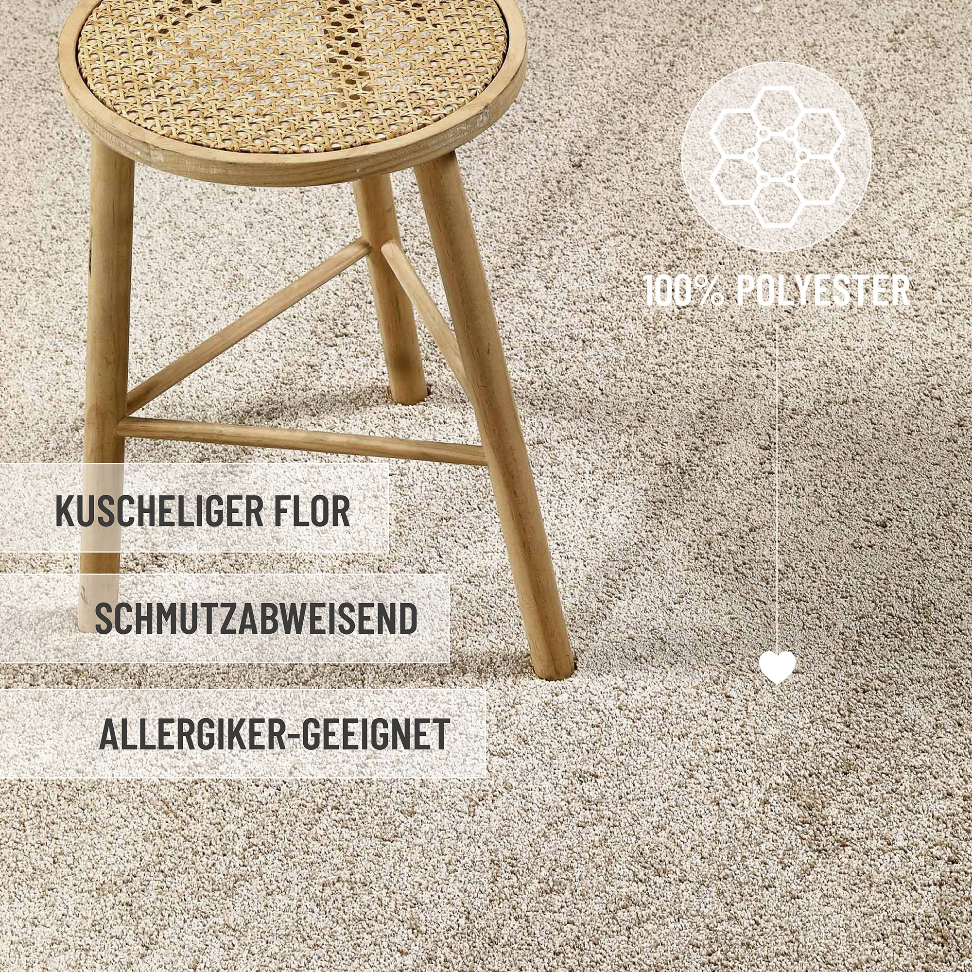 Wecon home Basics Tapis à poils longs »Nova« Rond 25 mm Höhe Shaggy, gewebt, robust, Wohnzimmer, Schlafzimmer