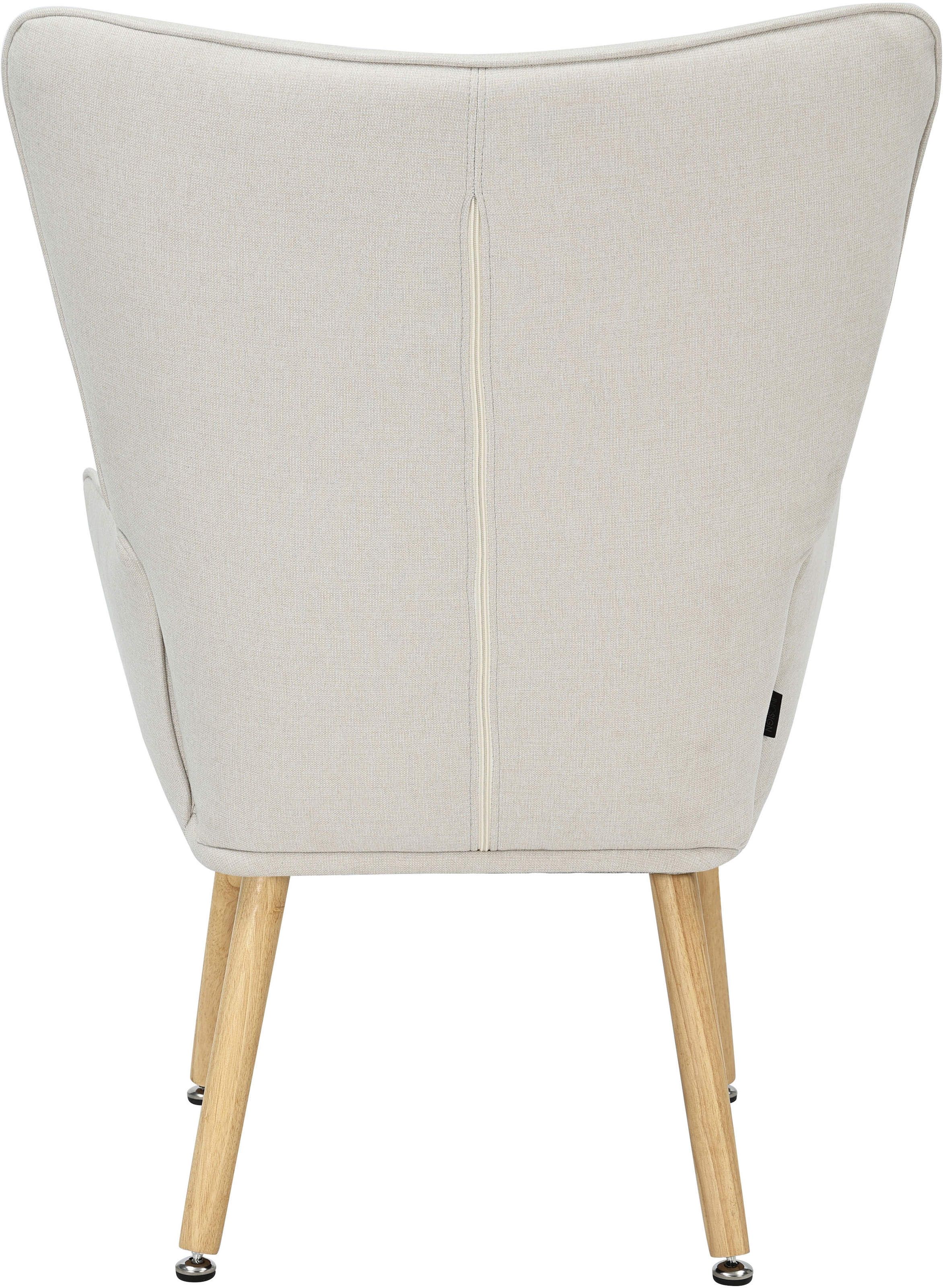 INOSIGN Ohrensessel »PERHAM, Sessel mit Hocker im Set, Knopfheftung, Massivholz-Füsse,« komfortabler Relaxsessel und Sitz-Hocker mit Strukturbezug