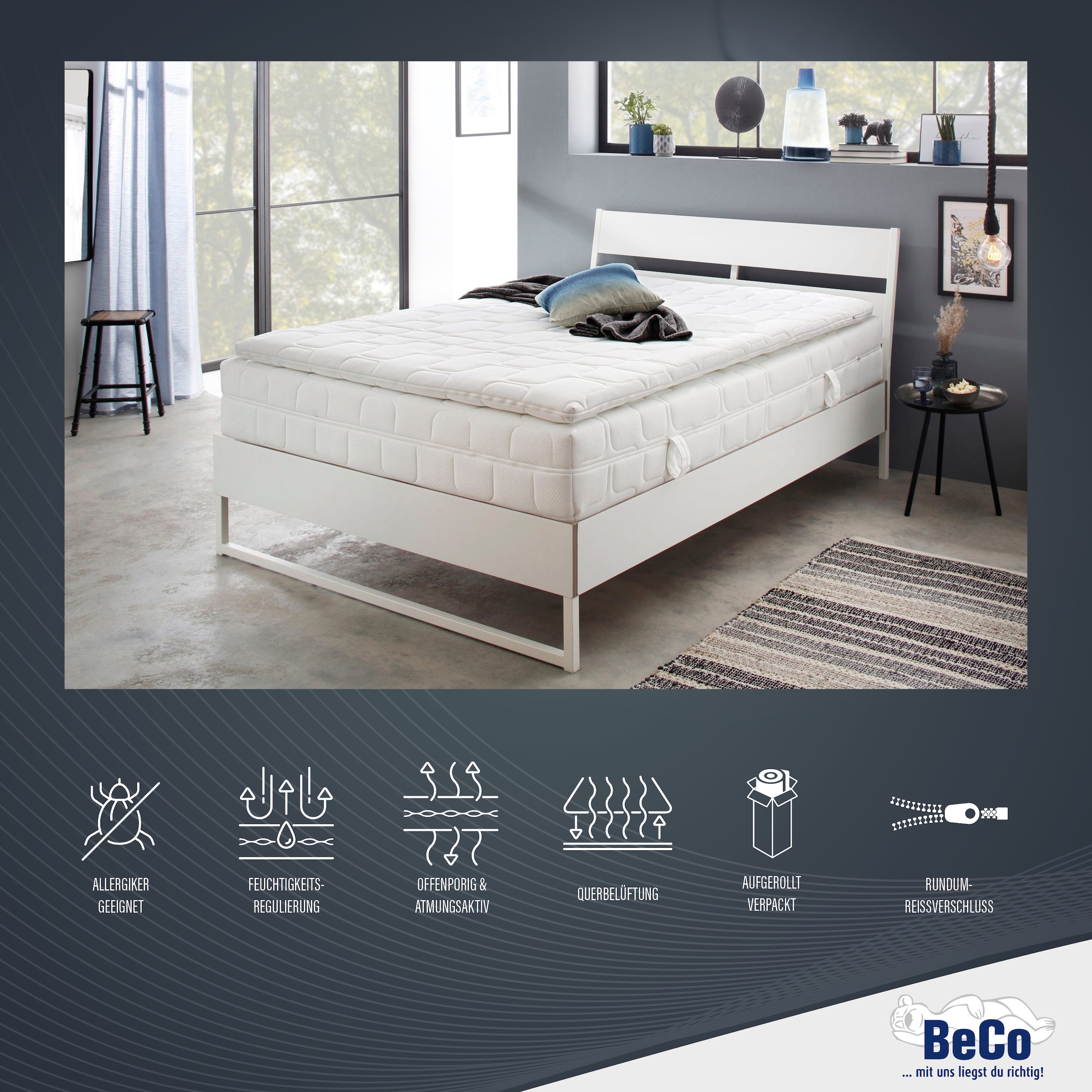 Beco Matelas en mousse de gel »GUMO Maxx – GOLD Gelschaummatratze mit luxuriöser Komforthöhe« 25 cm hoch 1 cuis tlg. hauteur 25 cm, mousse à gel, fermeté variable, idéal aussi 140x200
