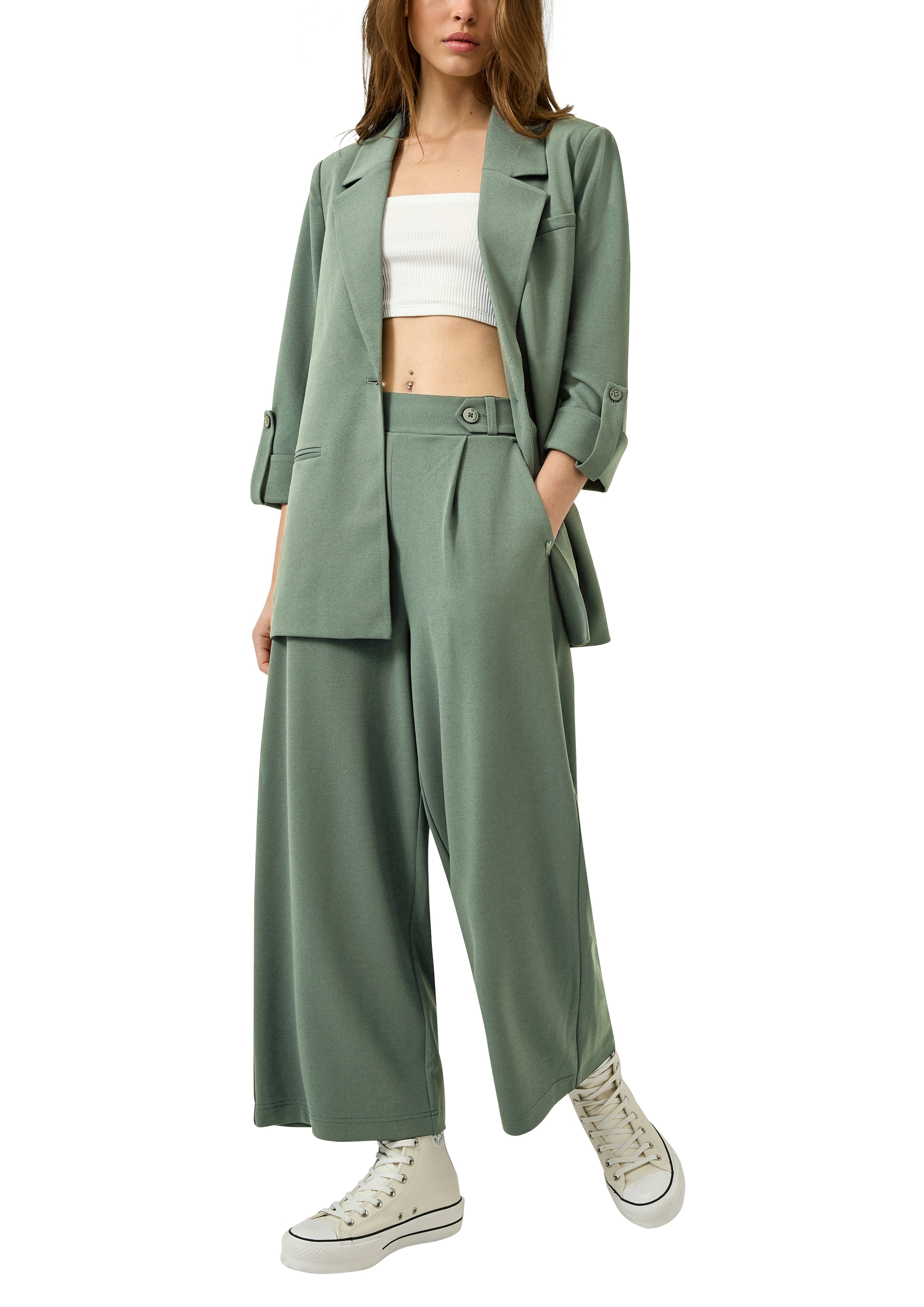 QS Culotte  Sommerhose mit Knopf-Design am Gummibund