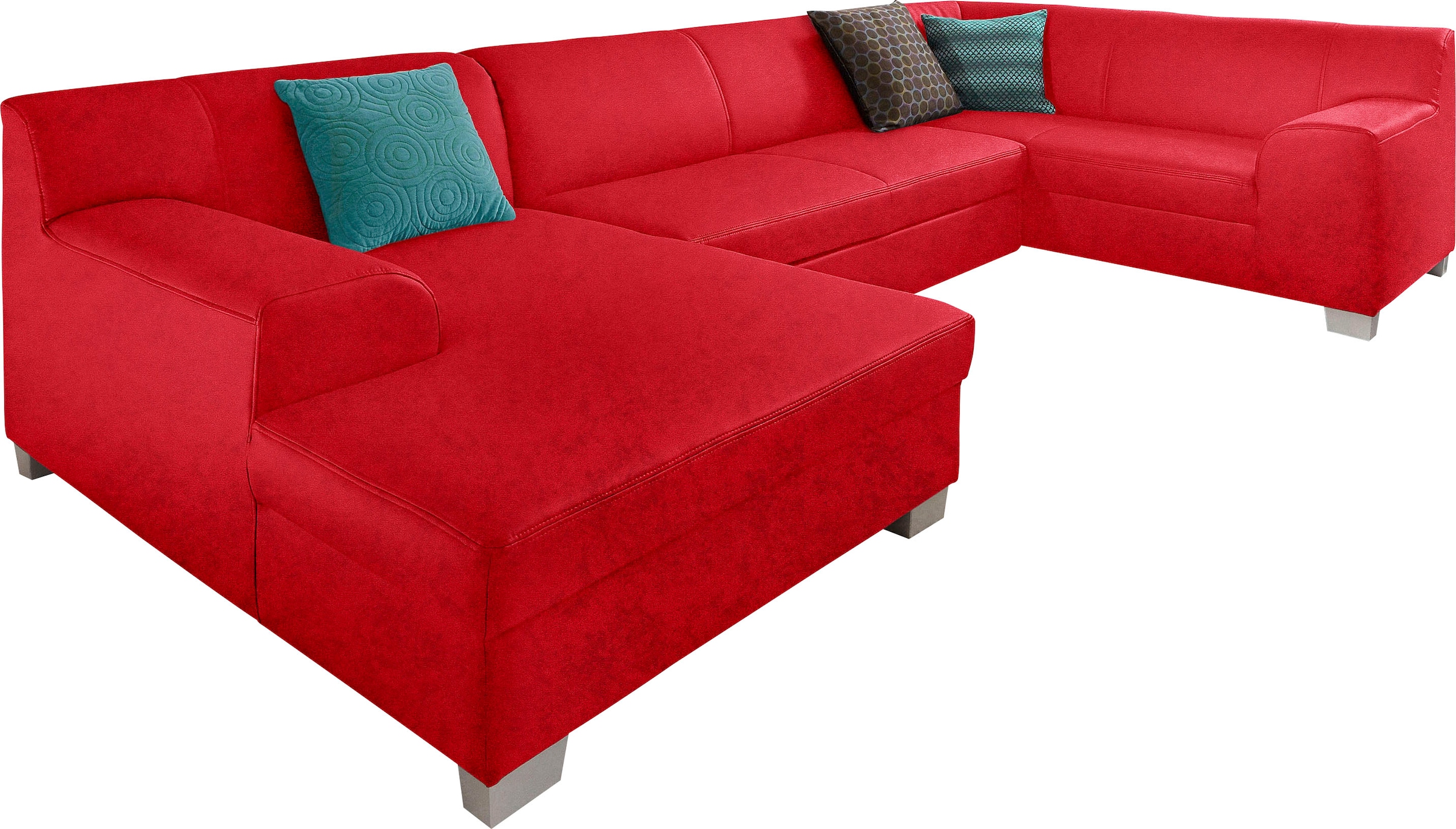 DOMO collection Wohnlandschaft »Amando in vielen Bezugsvarianten, auch in Leder, komfortabel, U-Form« wahlweise mit Bettfunktion, fester Sitzkomfort, frei im Raum stellbar