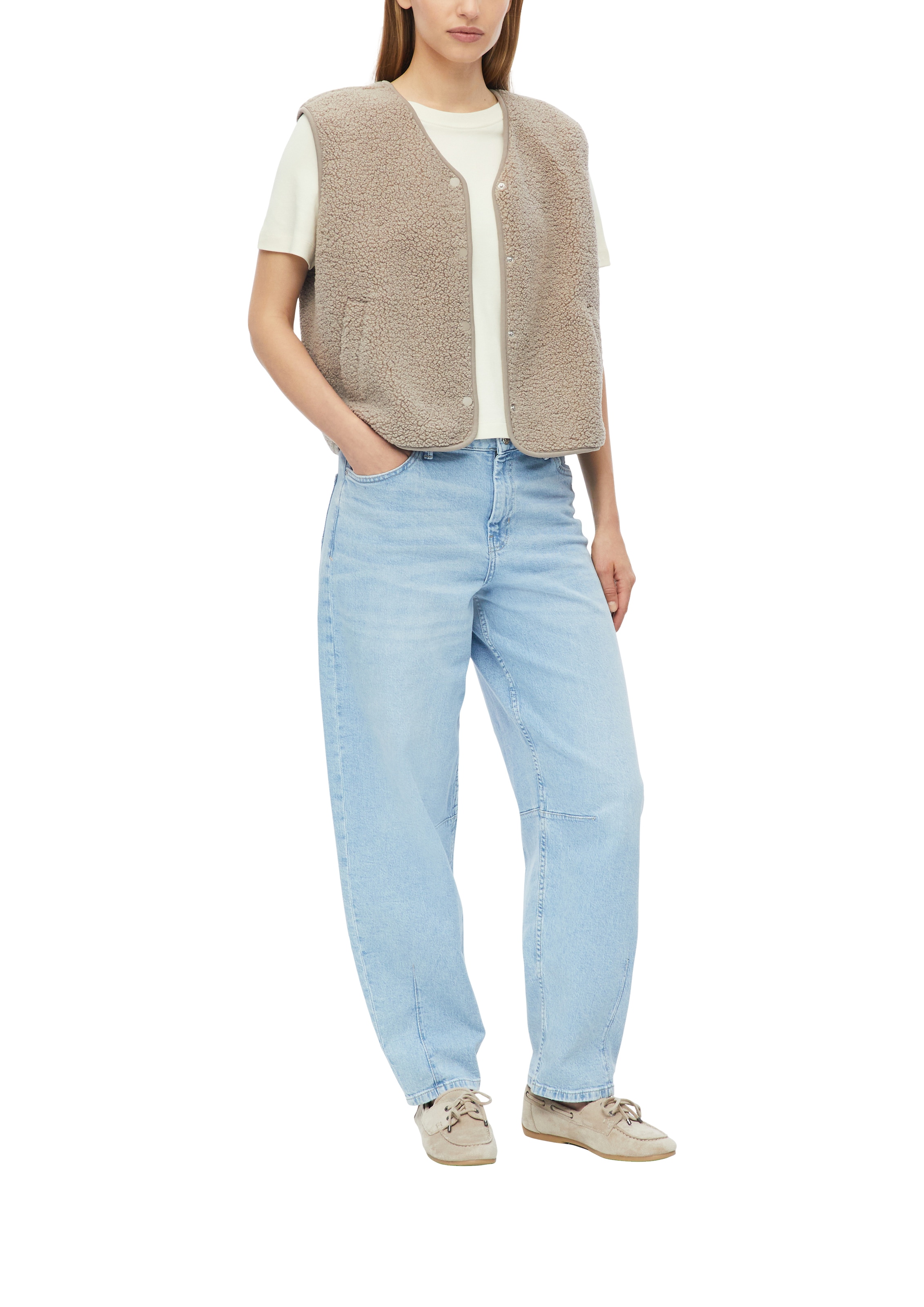 s.Oliver Gilet en peluche avec boutons-pression / col en V