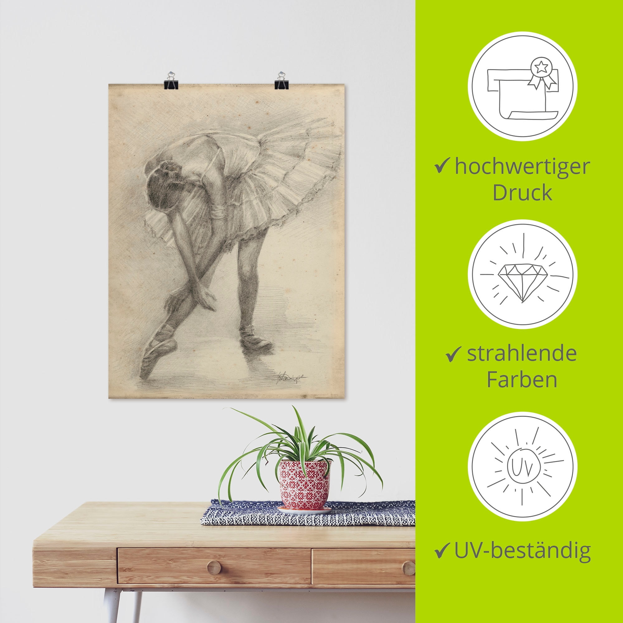 Artland Poster »Antike Ballerina Übung II« Sport 1 Stk. tlg. ohne Rahmen