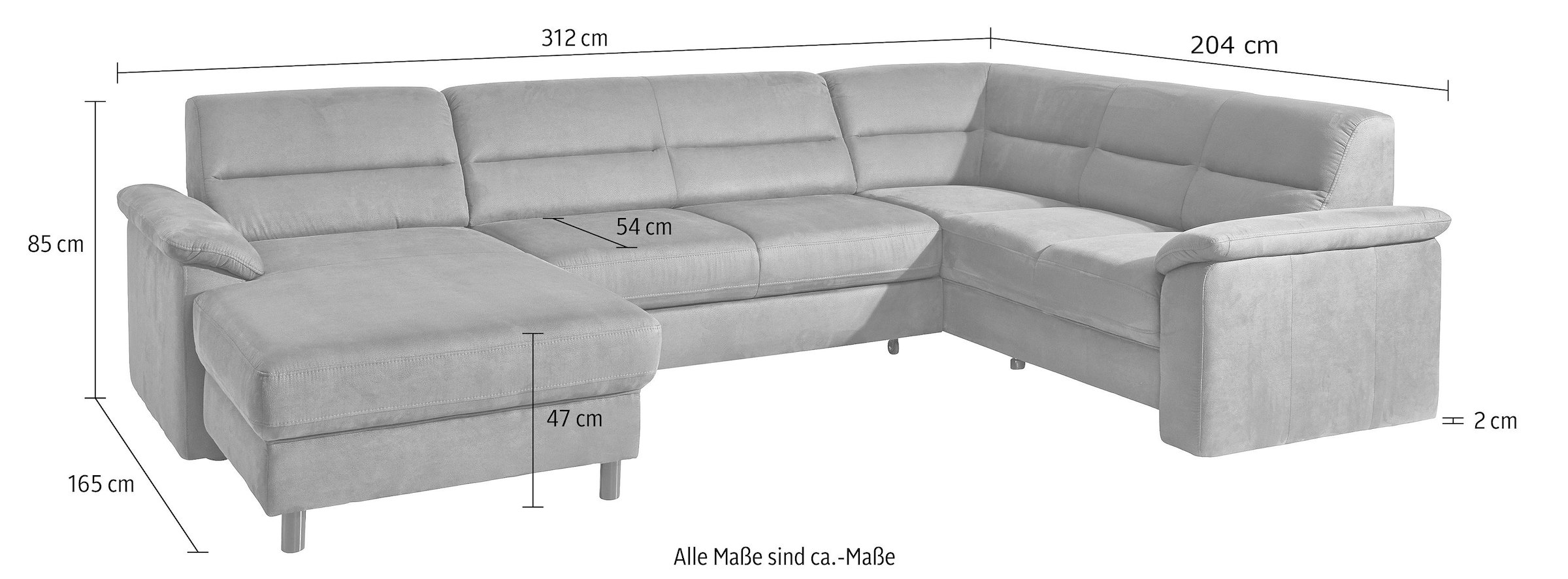 sit&more Paysage de salon »Top Ascara U-Form« inklusive Boxspring/Federkern-Polsterung, wahlweise mit Bettfunktion