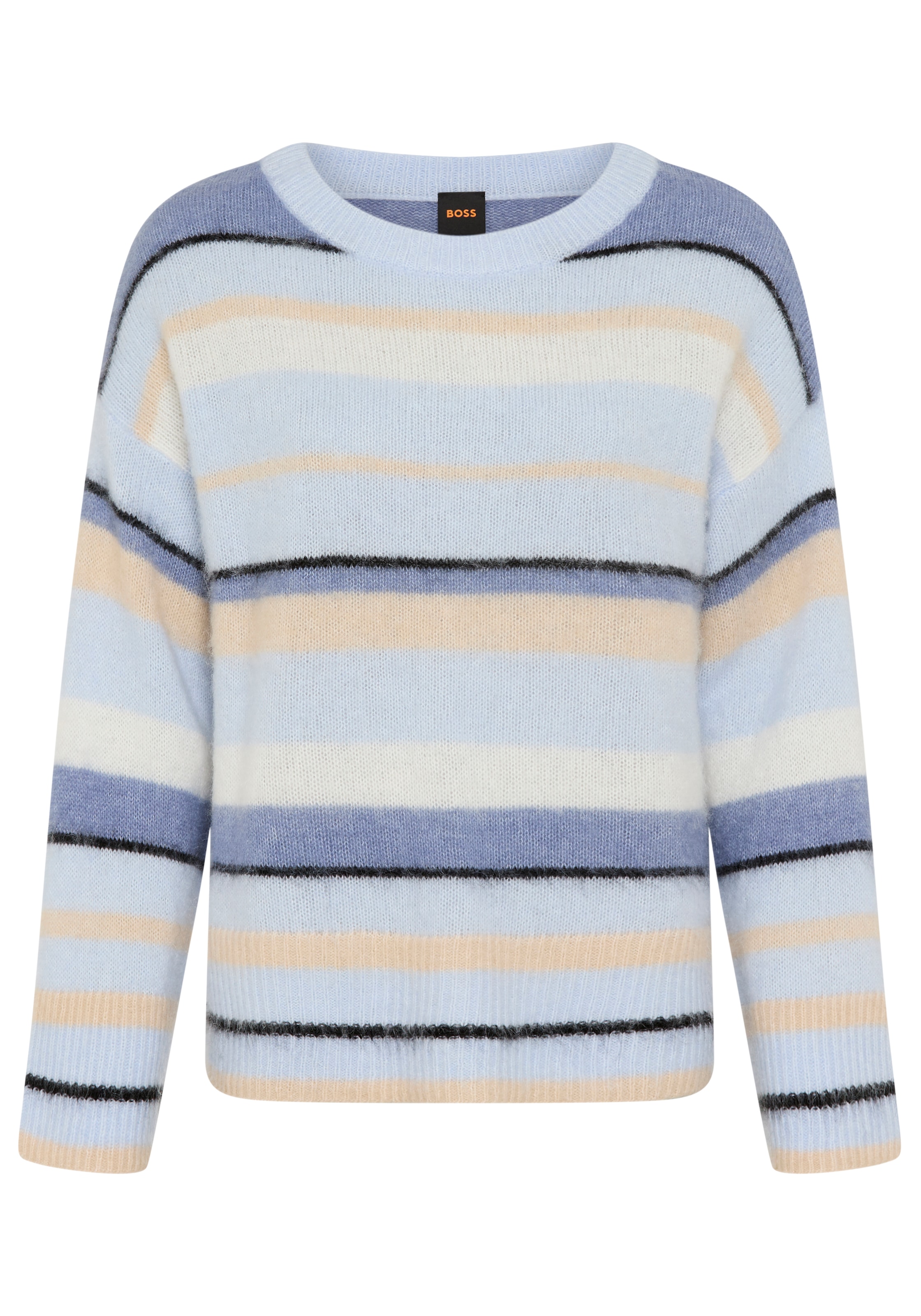 BOSS ORANGE Pull en tricot »Fosset Premium Damenmode« mit Alpaka-Wolle, gestreift