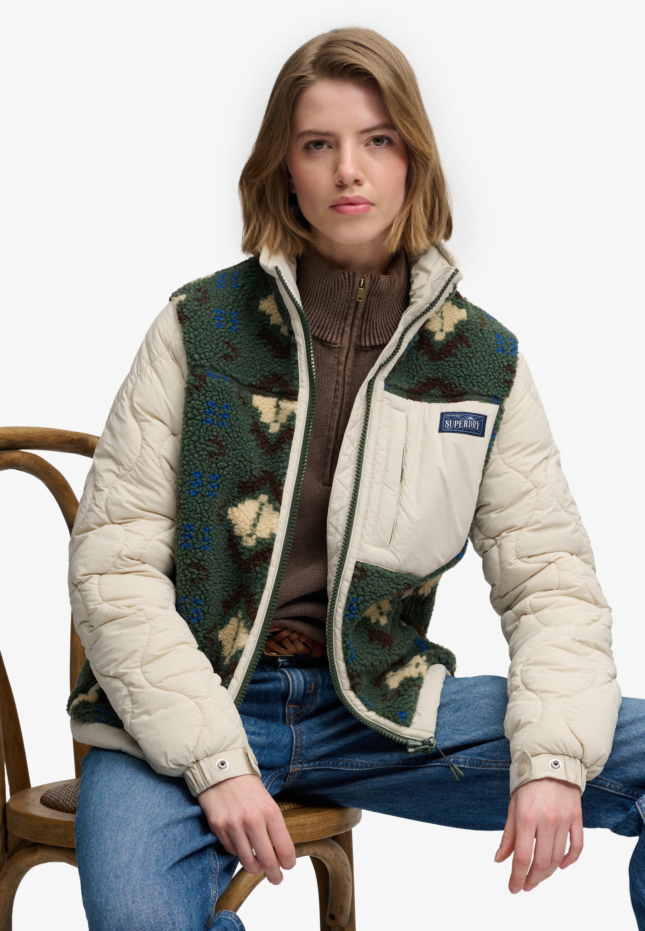 Superdry Veste polaire »FLEECE ONION QUILT HYBRID« fibre synthétique, coupe décontractée