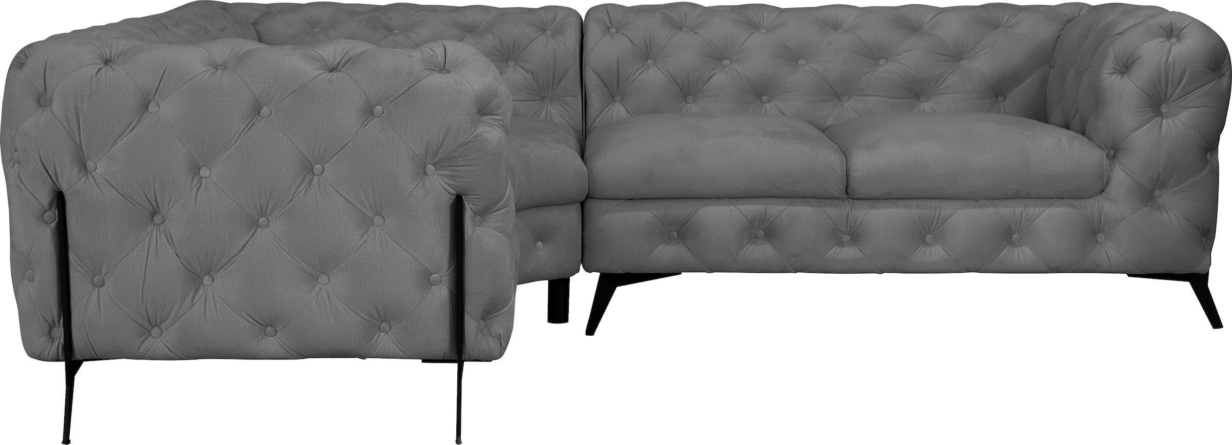 Home affaire Chesterfield-Sofa »Amaury L-Form« Chesterfield-Optik,  Breite/Tiefe je 262 cm, Fussfarbe wählbar