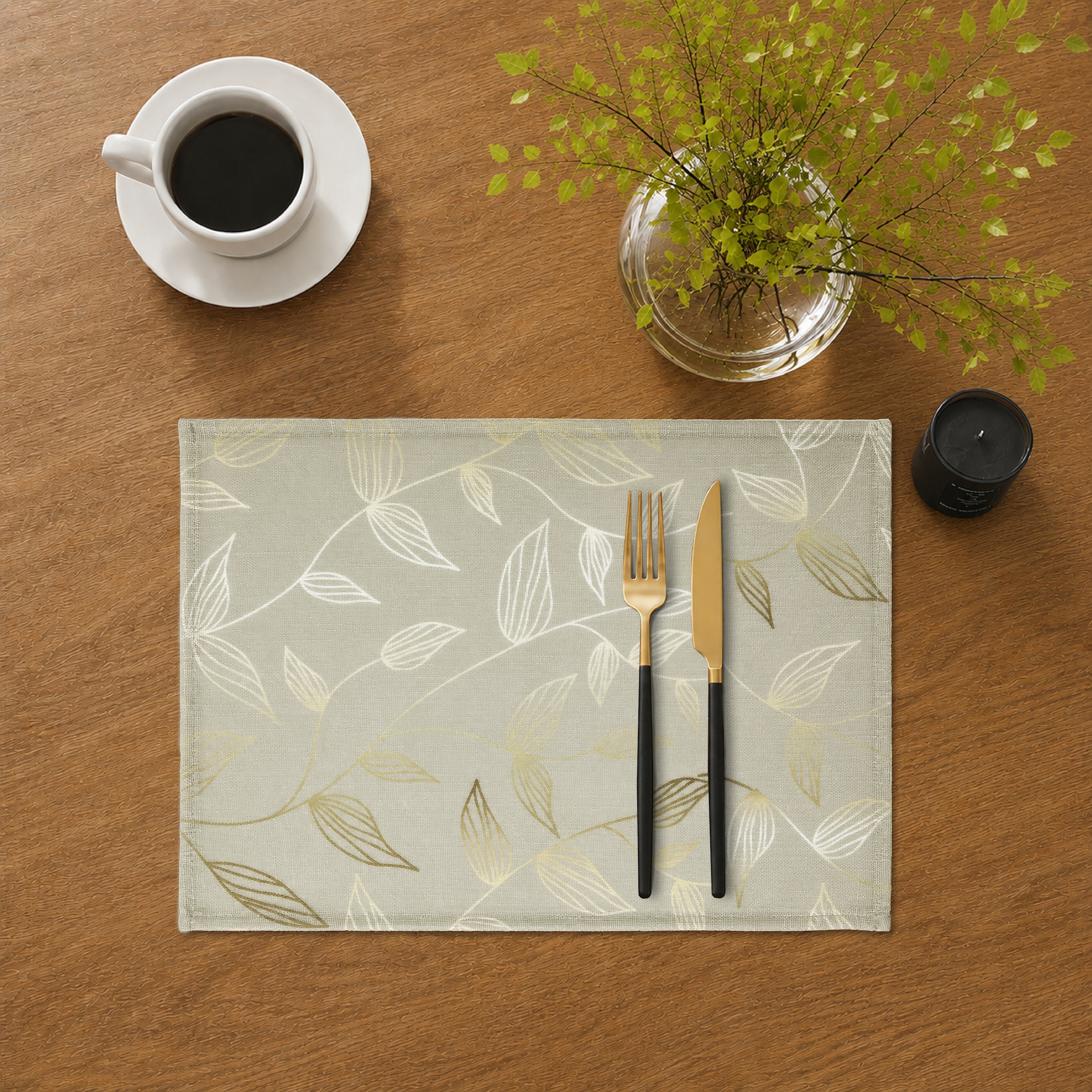 GOODproduct Set de table »Raffon« ensemble de 2, imprimé, motif feuilles élégant