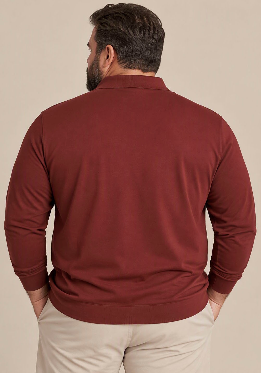Man's World Plus Polo »auch in Grosse Grössen bis Gr. 7XL Bauch-Fit« avec manches longues, col polo classique, patte de boutonnage à l'encolure