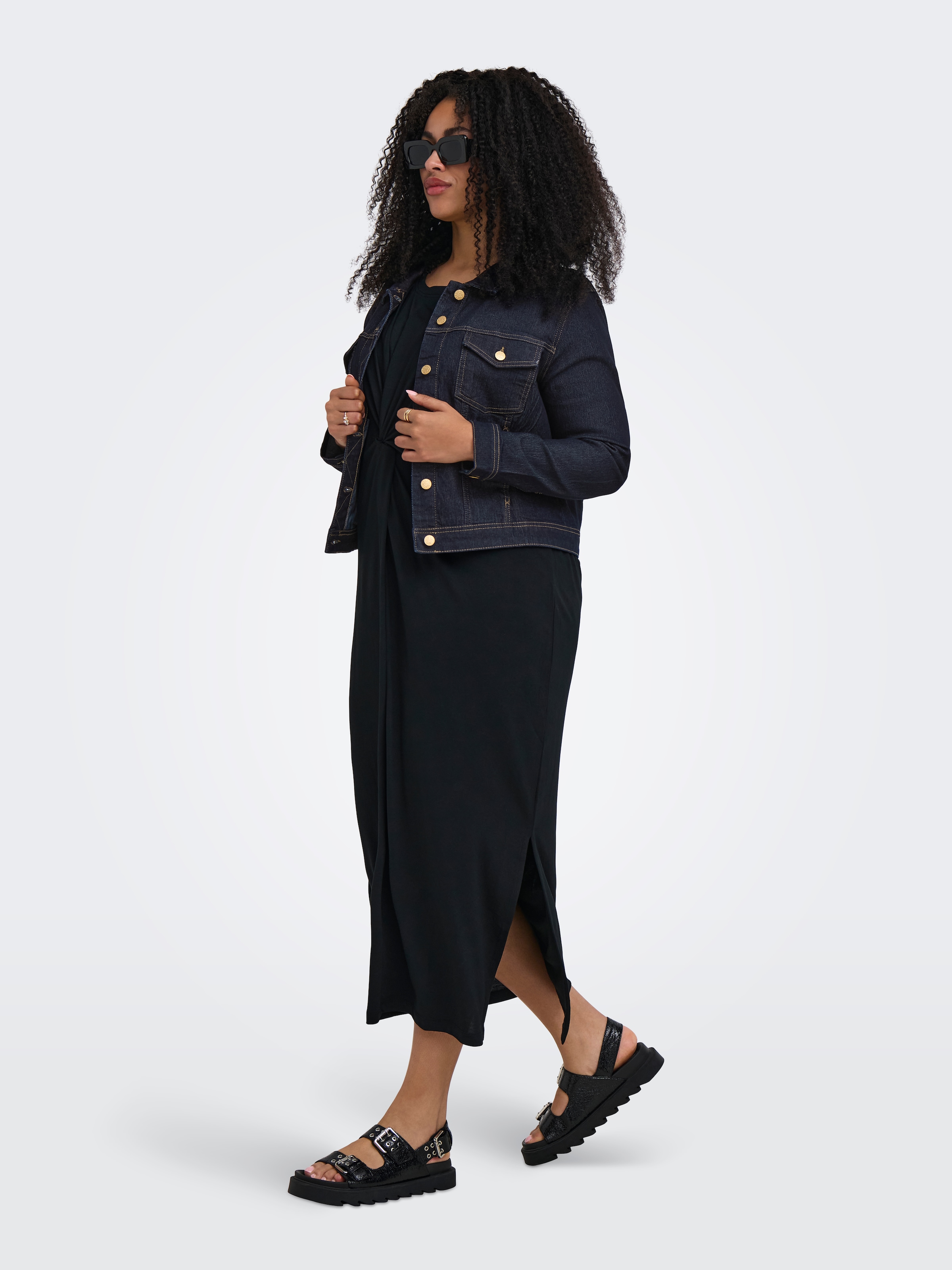 ONLY CARMAKOMA Veste en jean »CARWESPA LS RINSE JACKET DNM NOOS« mélange de coton, coupe régulière