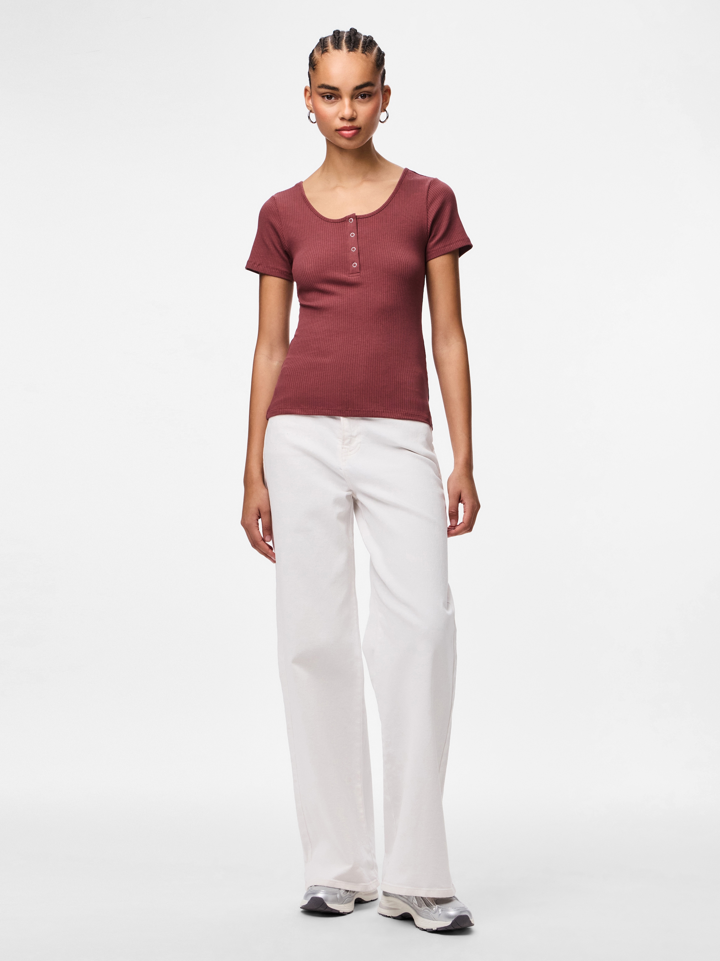 pieces T-shirt à manches courtes »PCKITTE SS TOP NOOS BC« Baumwollmischung, slim fit