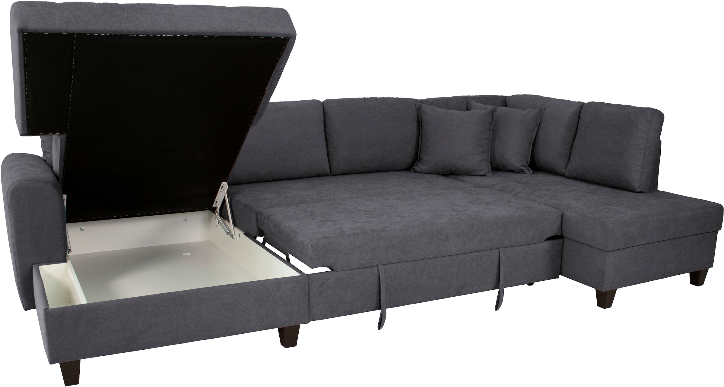 Trends by HG Paysage de salon »Moritz U-Form, B: 324 cm« mit Bettfunktion, Bettkasten & Zierkissen