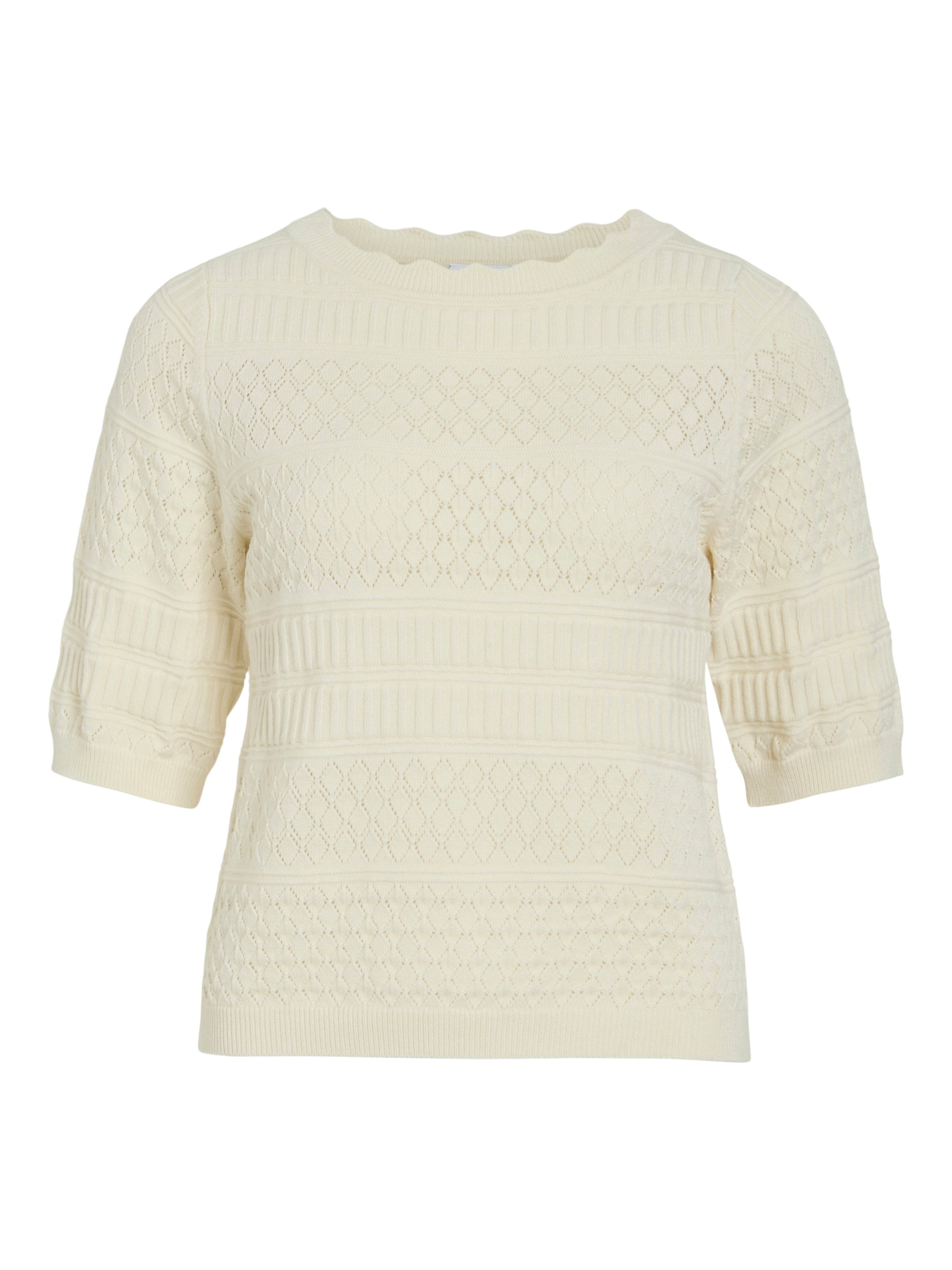 Vila Kurzarmpullover »VIMILOS S/S O-NECK POINTELLE TOP - NOOS«