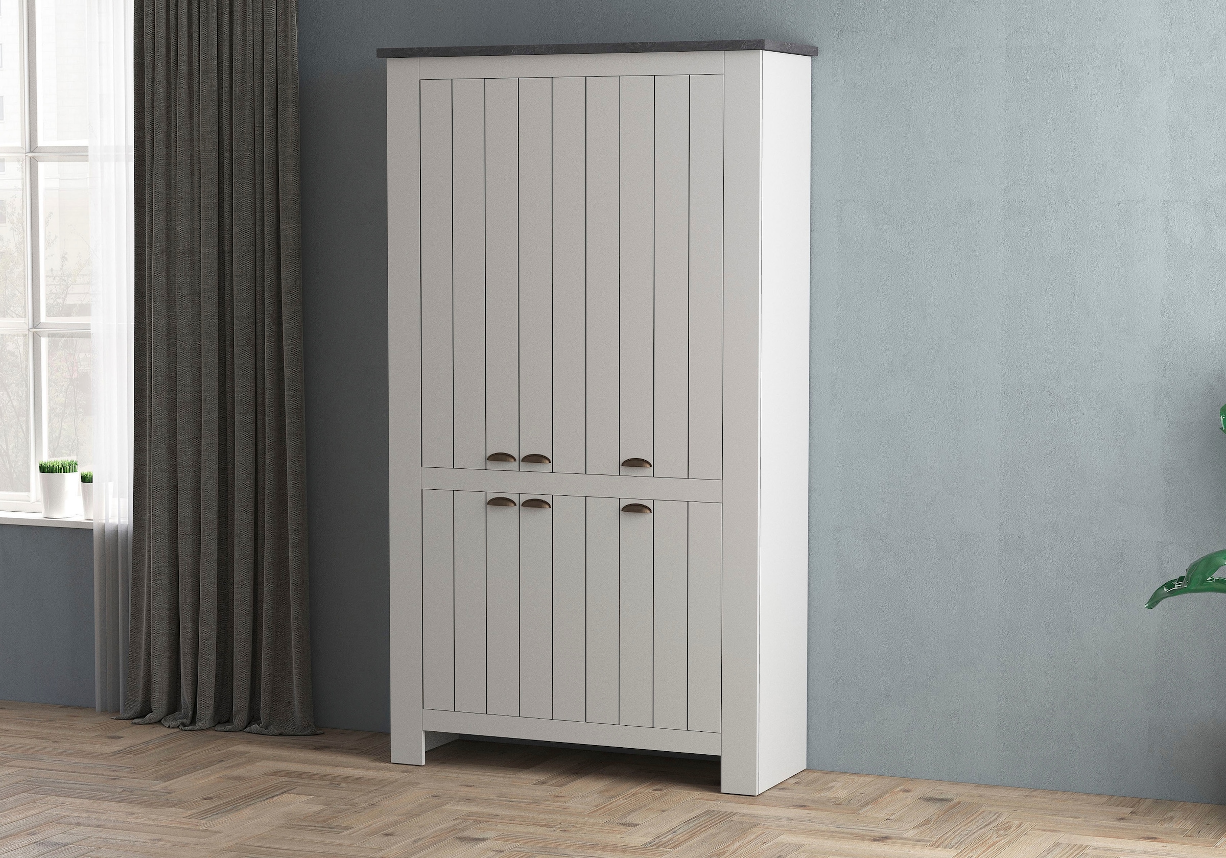 Home affaire Schuhschrank »FIGO, Made in Italy – Schuhkommode,Schuhregal für ca. 60 Paar Schuhe« 1 Stk. tlg. 6-Türig, Siebdruck-dekorative Fräsungen, 20 Fächer, Höhe: 60 cm