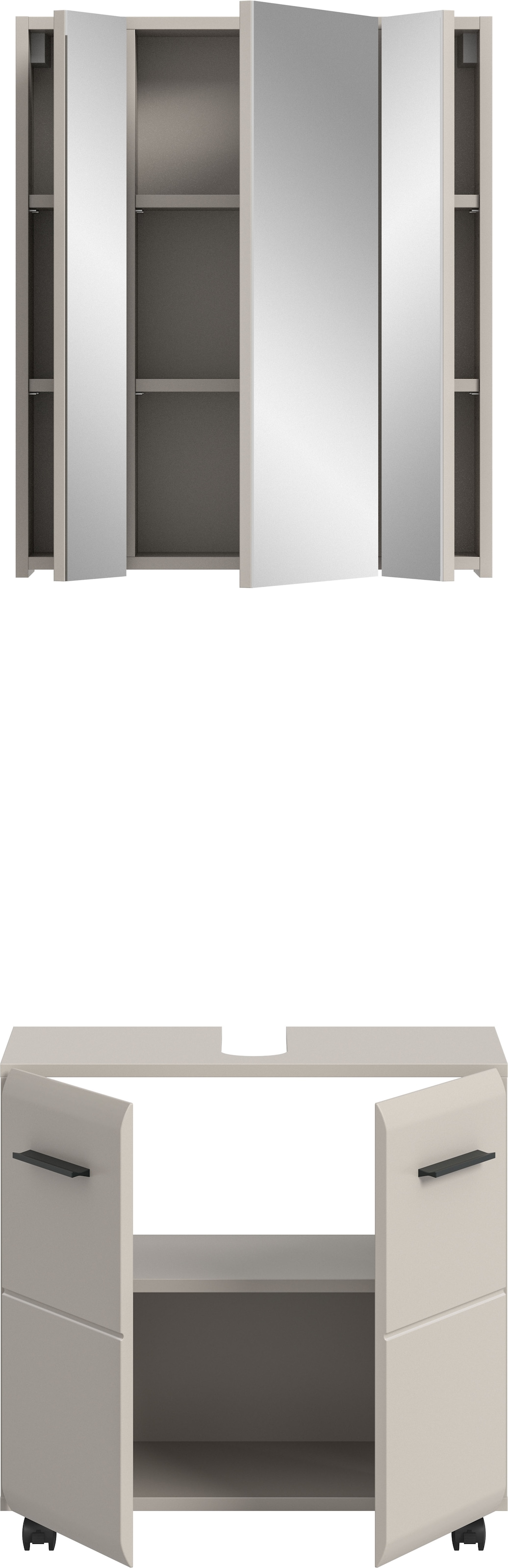 INOSIGN Ensemble de meubles de salle de bain »FLORENZ, 2-tlg. Bad-Kombination, hochwertige MDF-Front« best. aus: 1 Spiegelschrank, 1 Waschbeckenunterschrank, 3 cuis tlg.