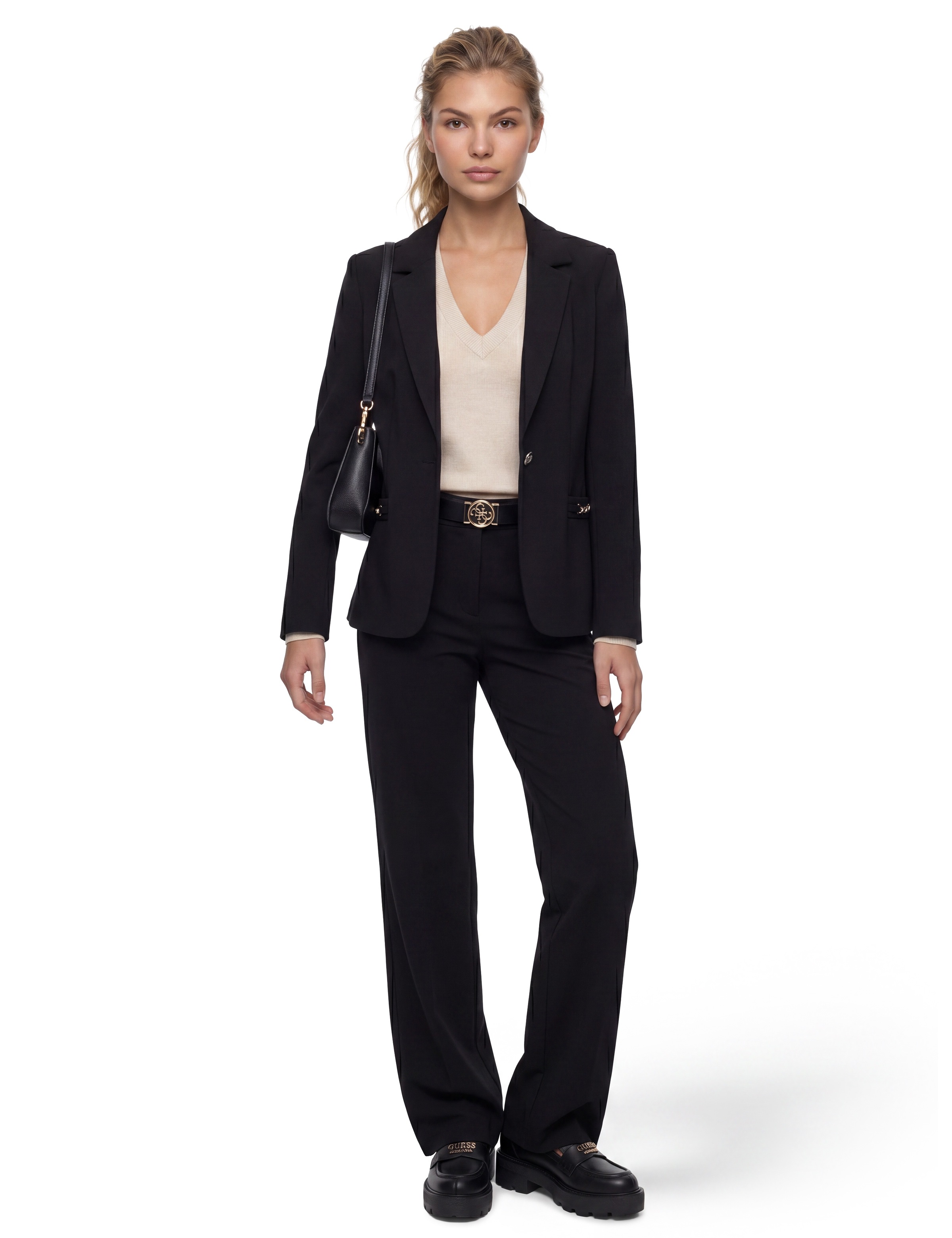 Guess Blazer court »WANDA SINGLE BREAST CHAIN« avec poches décorées, mélange de viscose