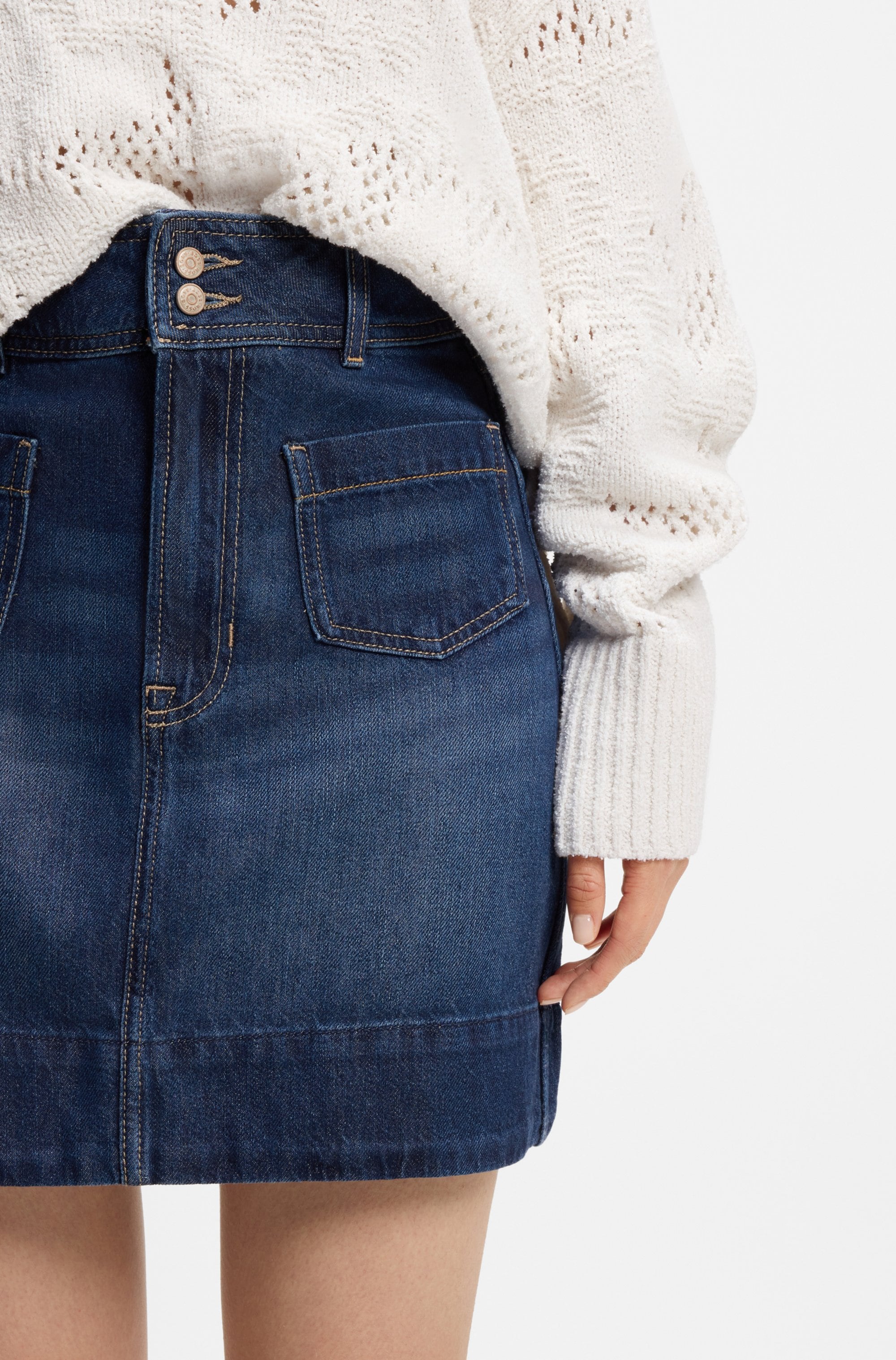 BOSS ORANGE Minirock »MINI SKIRT 1.0 Premium Damenmode« im 70s Look, mit hohem Bund