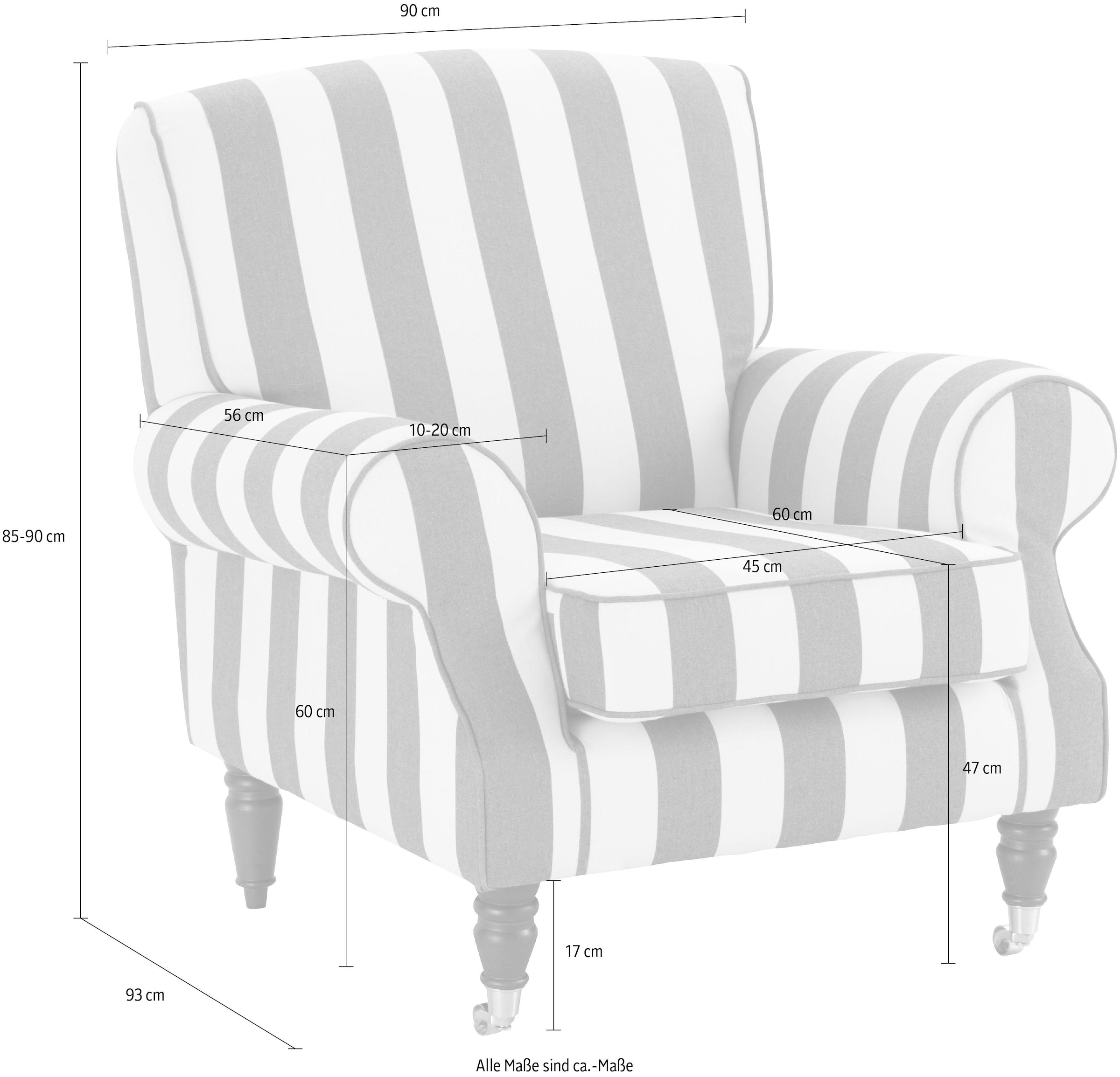 Home affaire Fauteuil »Rennes« in Samtoptik oder Baumwoll-Mix