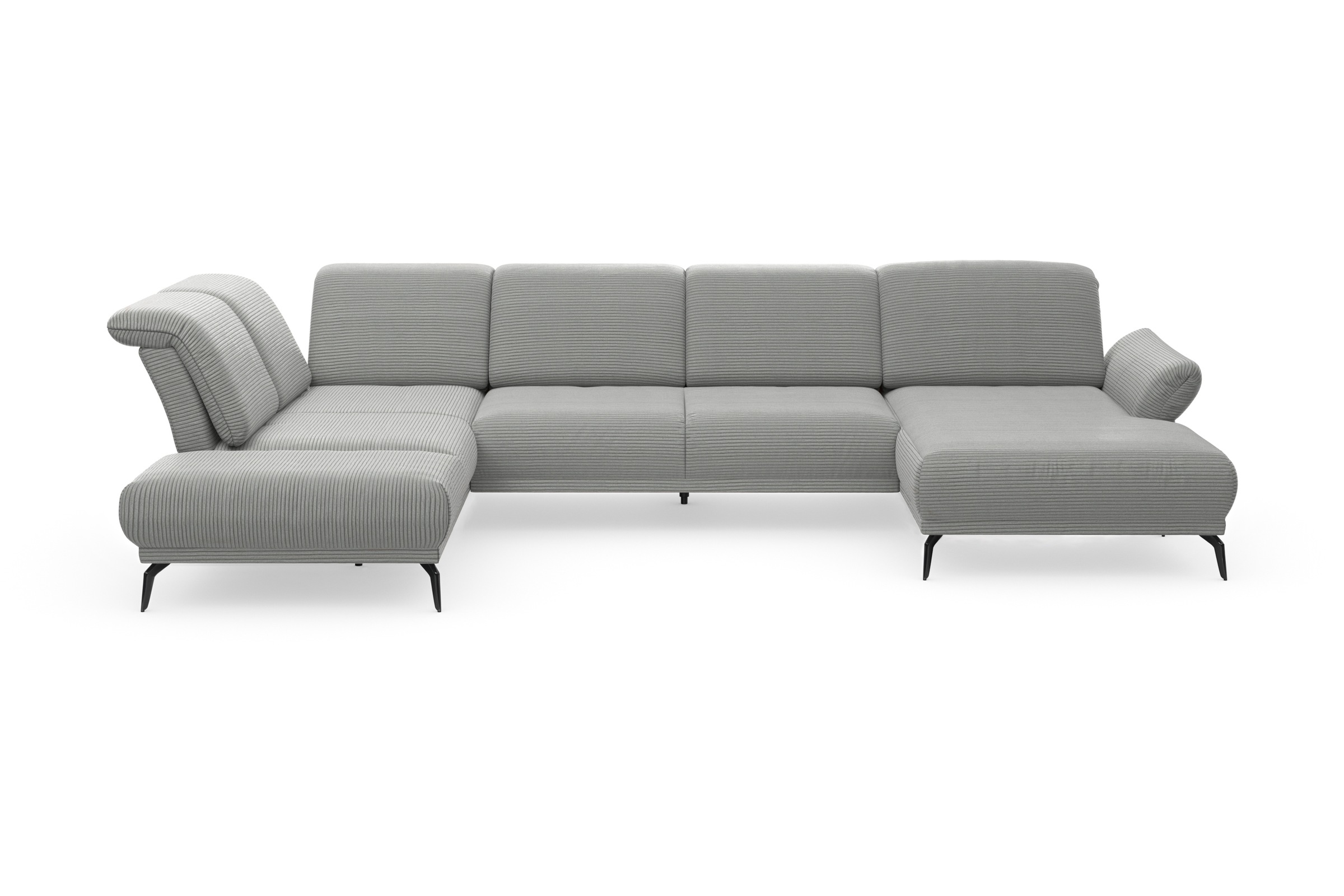 sit&more Wohnlandschaft »Coco U-Form« Sitztiefen-, Arm- und Kopfteilverstellung, Cord-Bezug, Fusshöhe 15 cm