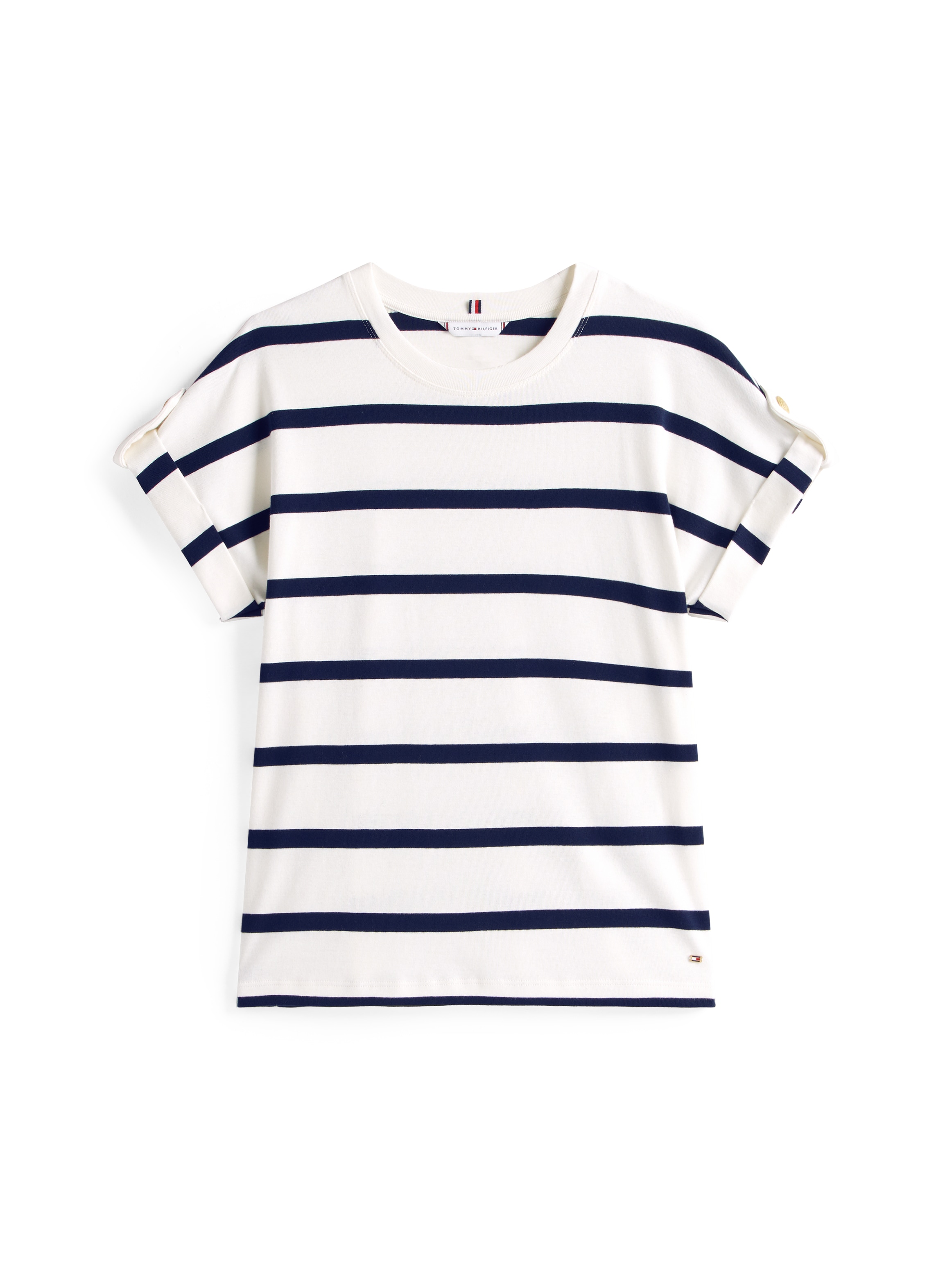 Tommy Hilfiger Kurzarmshirt »GOLD BUTTON MDRN C-NK SS TEE« mit goldfarbenen Knopf