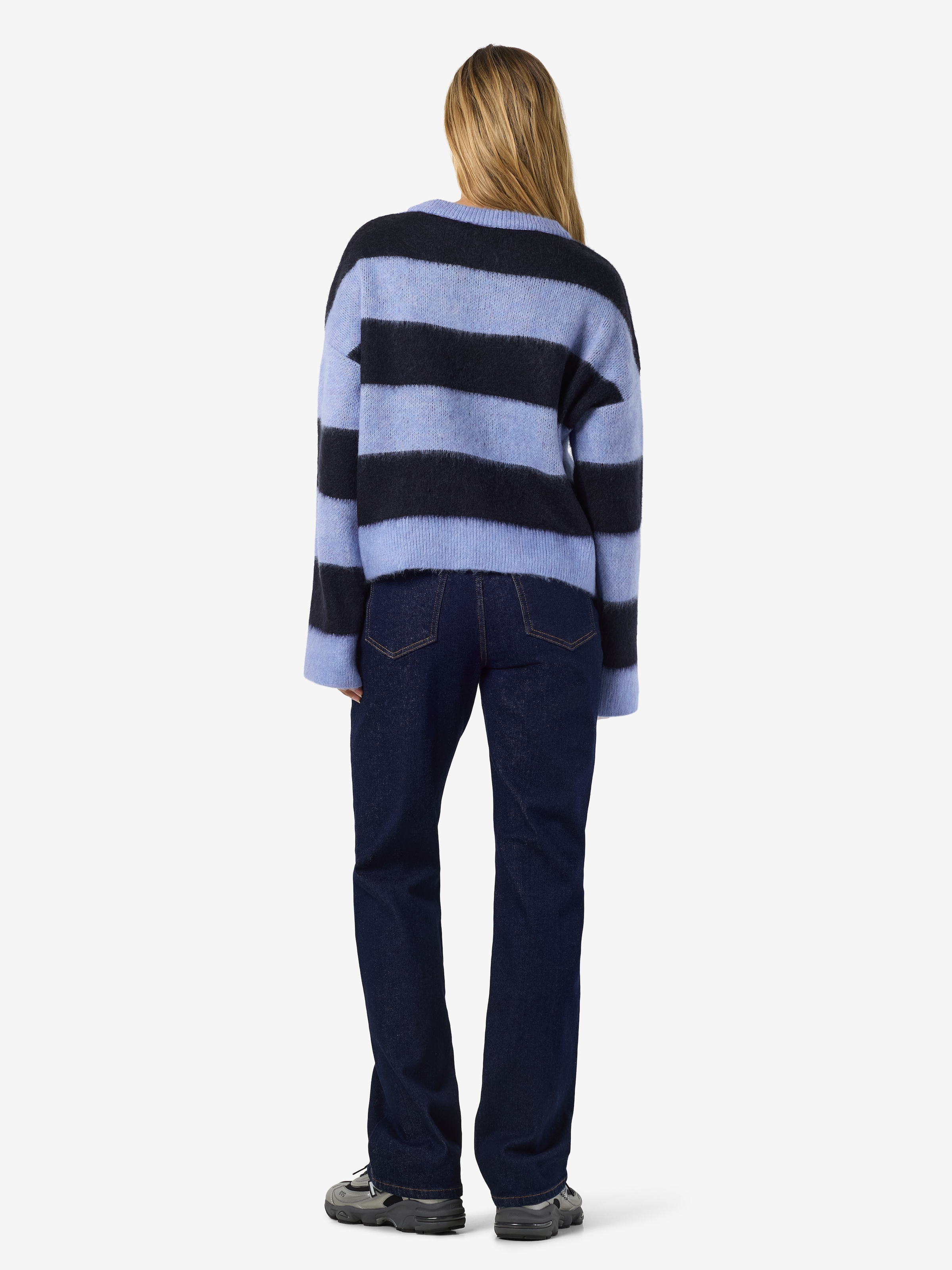 Noisy may Pull en tricot »NMSOFF L/S O-NECK KNIT NOOS« mélange de matériaux, coupe régulière