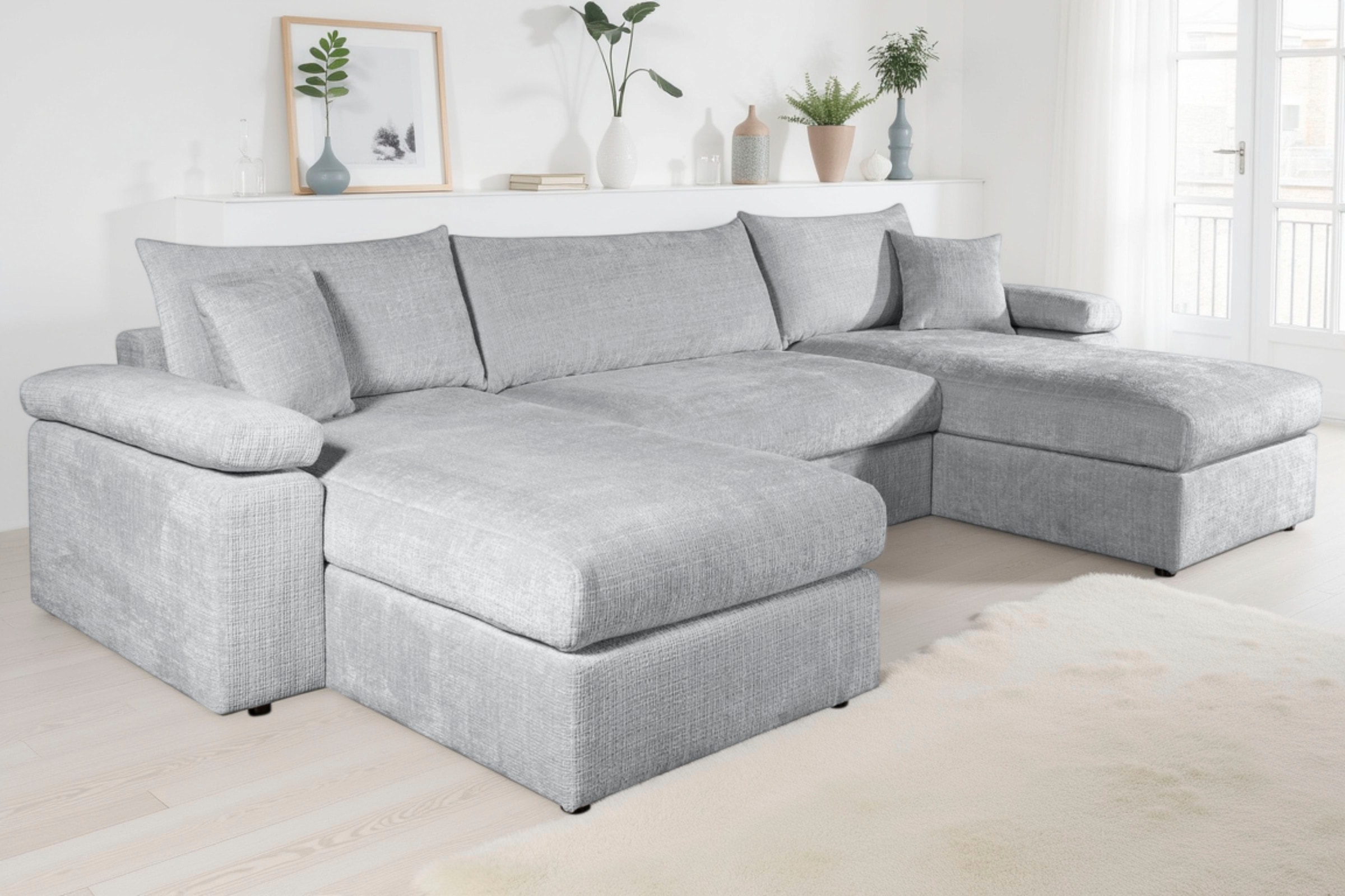 COLLECTION AB Wohnlandschaft »Cosy U-From, Breite 309 cm« mit 2 Ottomane, Sitzaufbau im Sanwich-Federkern mit Kaltschaumauflage