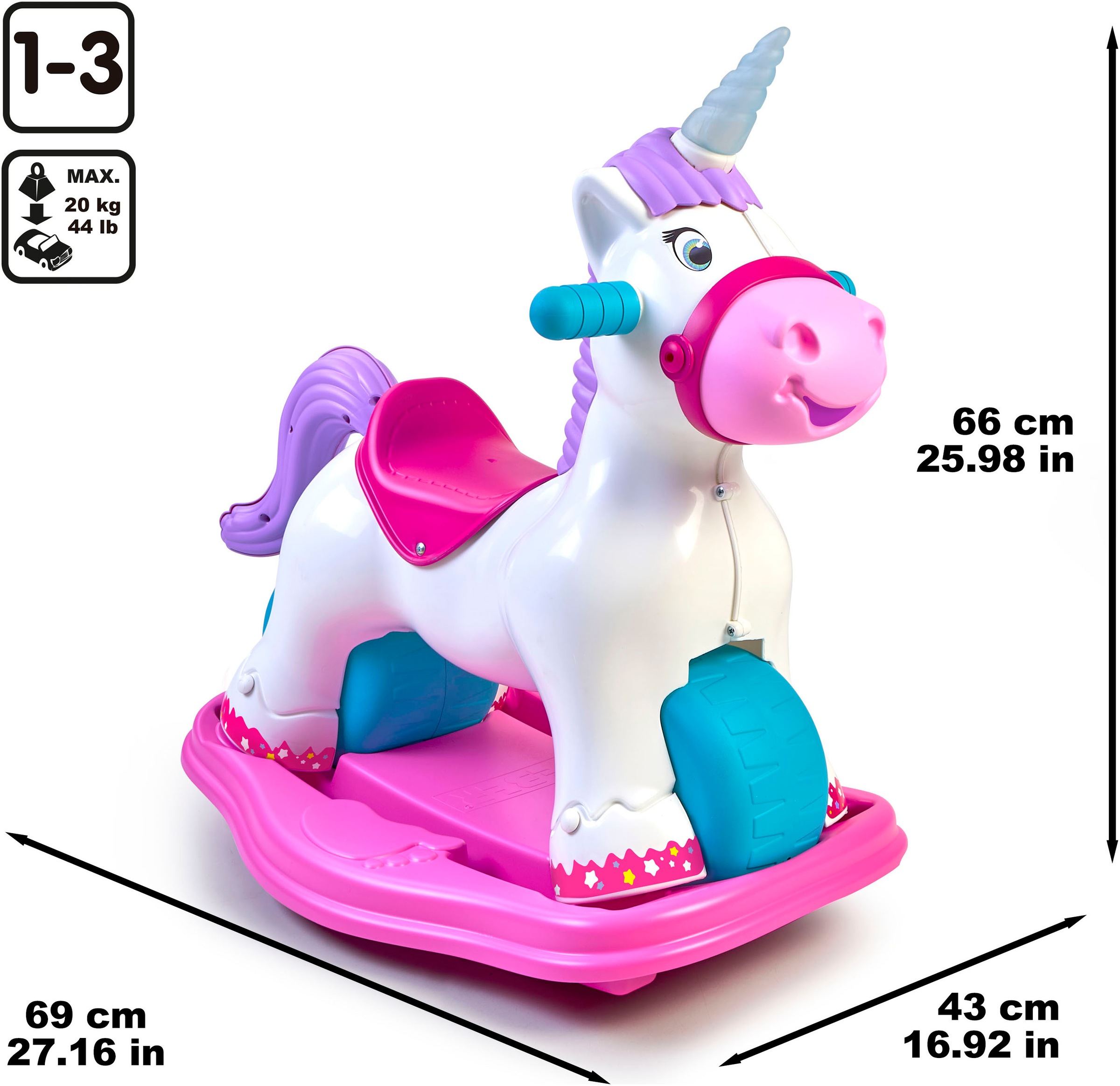 Feber® Animal à bascule »Feber Baby Unicorn 2in1« mit Licht- und Soundeffekt; Made in Europe