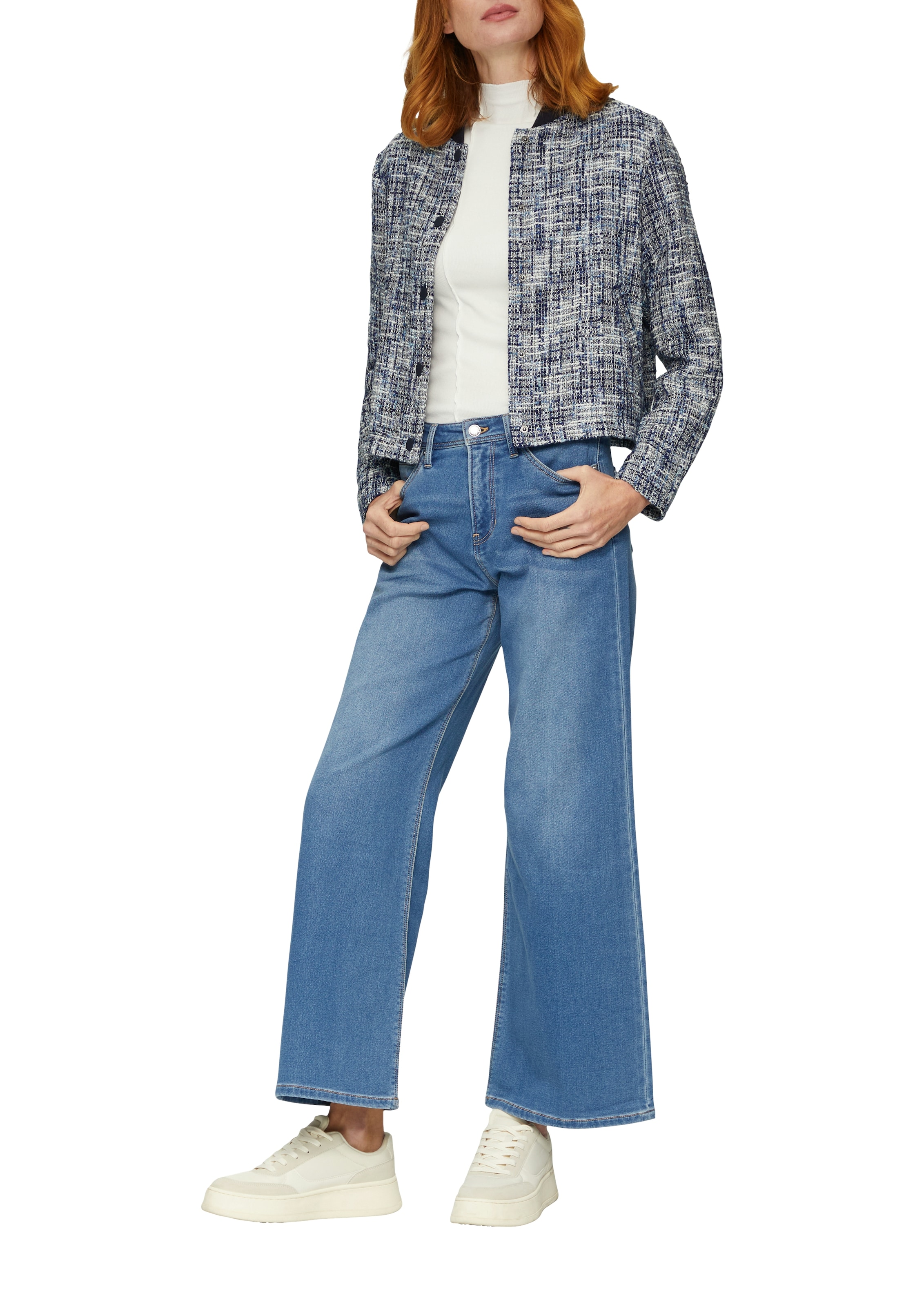 s.Oliver Bouclèjacke ohne Kapuze mit Metallic-Garn