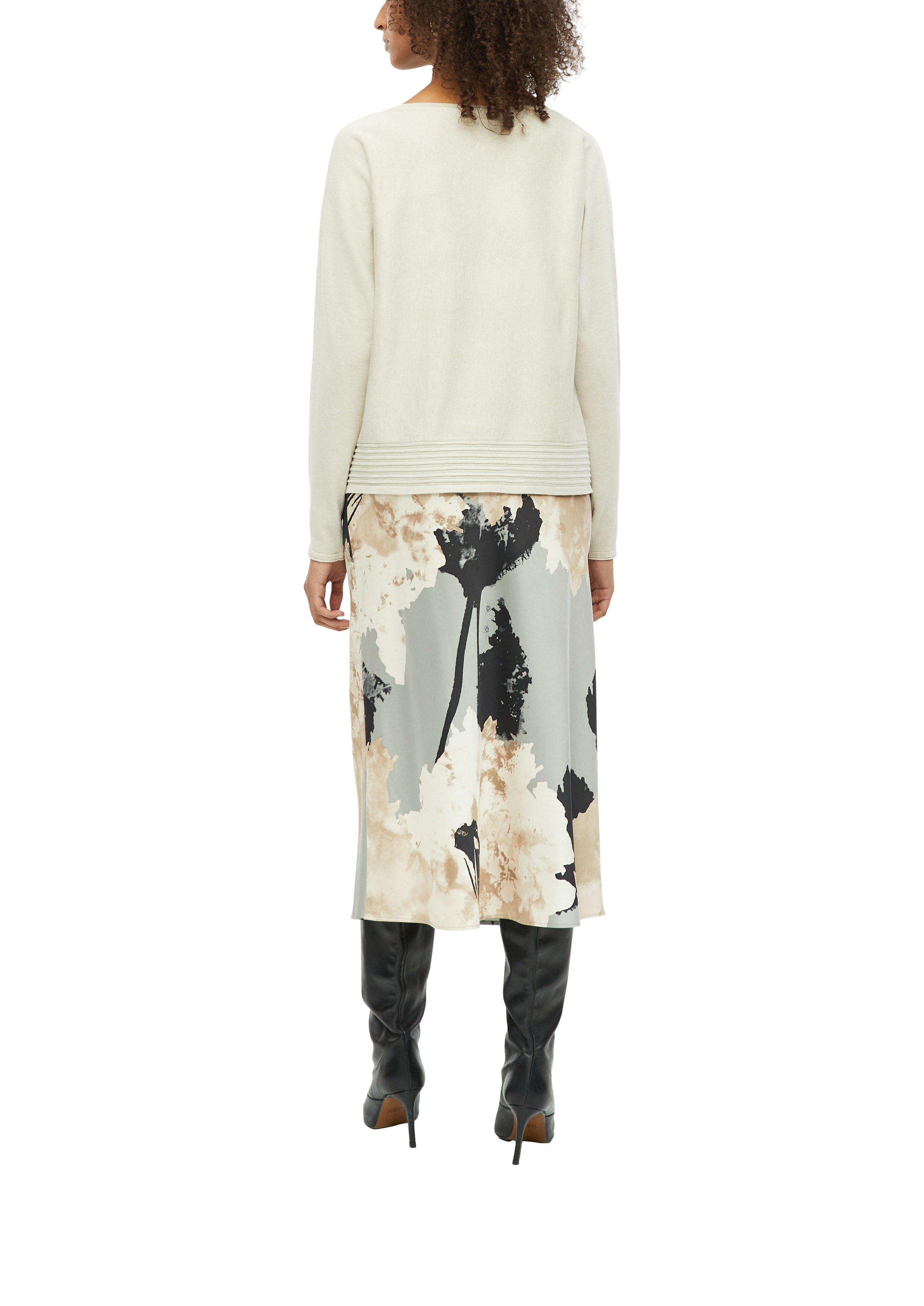 s.Oliver BLACK LABEL Pull à col rond avec encolure ronde basse, respirant, élastique
