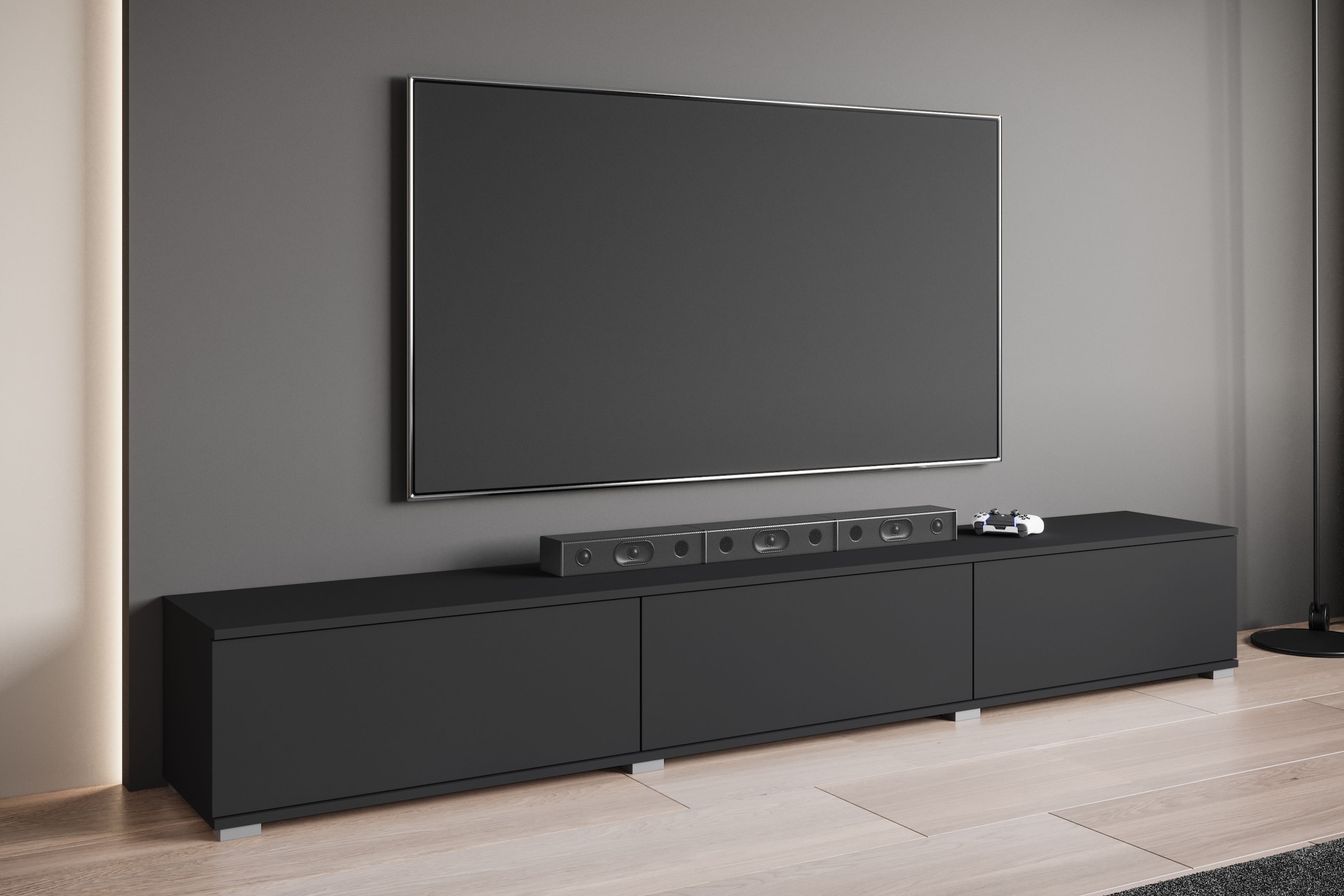 GOODproduct Lowboard »Kenia TV-Schrank, 220 cm breit, mit 3 Klappen« 1 Stk. tlg. Stand- oder Hängemontage, stilvolles Design