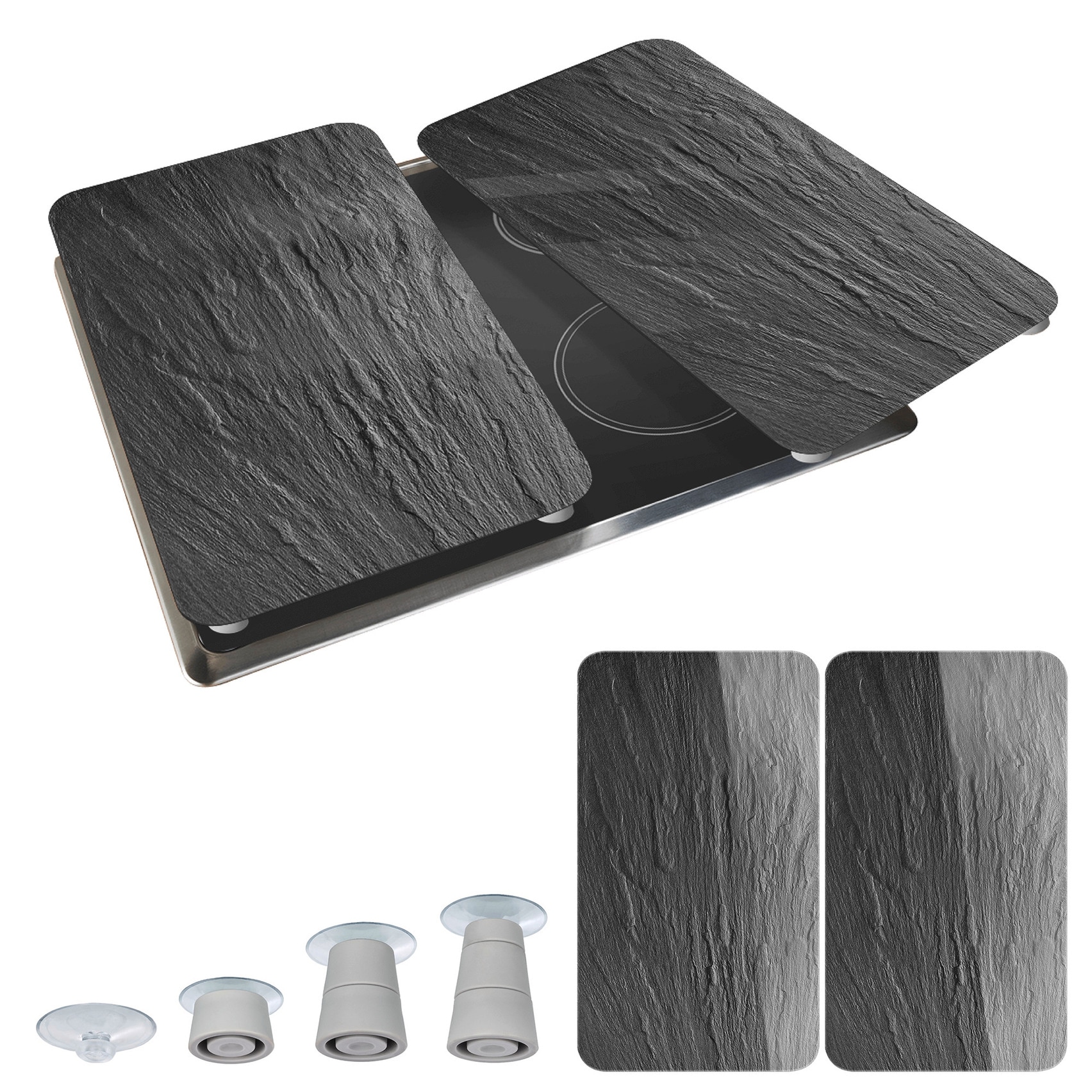 WENKO Herdblende-/Abdeckplatte »Universal Modell Schiefer« Herdabdeckung für alle Herdarten, kratzfest, mit rutschfesten Füssen
