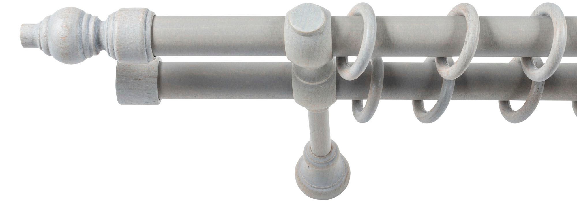 SN DECO GROUP Gardinenstange »Filigrano« 2 läufig-läufig Fixmass 28 mm, Holz, verschiedene Längen und Farben, Komplettset