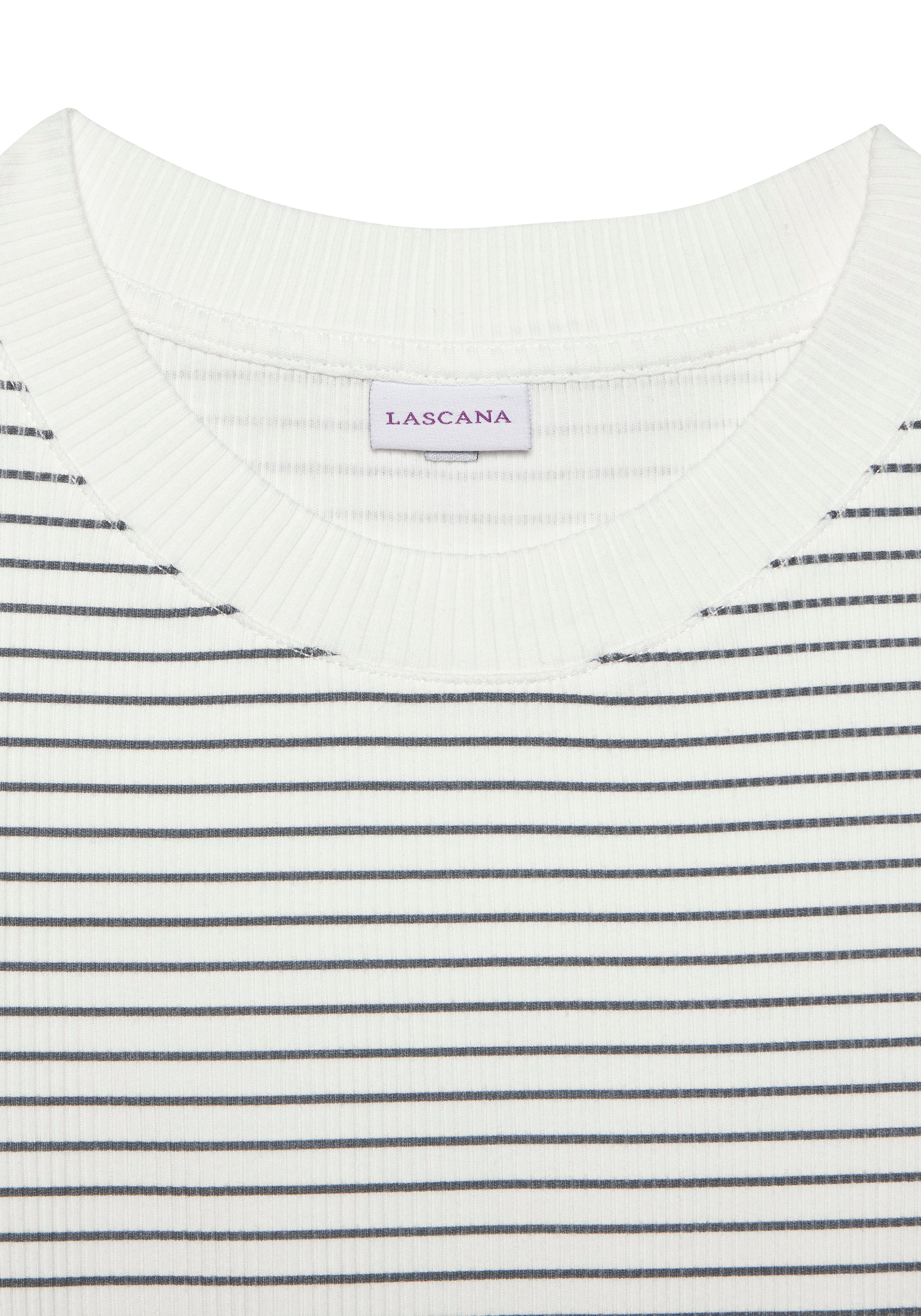 LASCANA T-shirt à manches longues aus Rippware, Streifenshirt