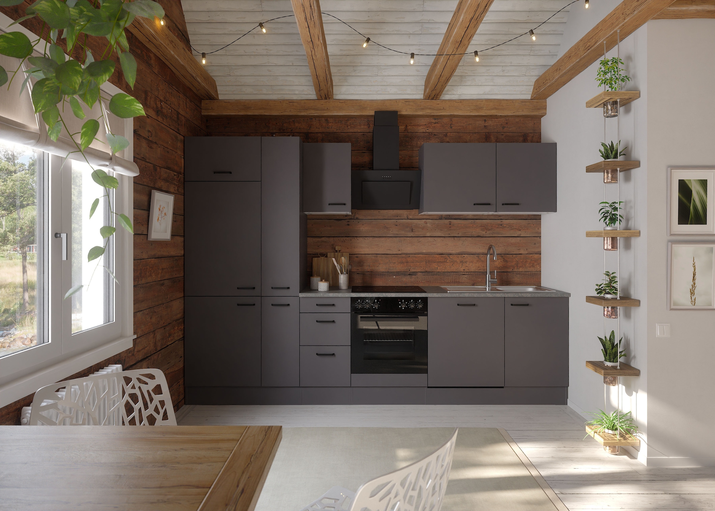 OPTIFIT Küchenzeile »OPTImulti« Breite 300 cm, wahlweise mit E-Geräten und Edelstahlspüle