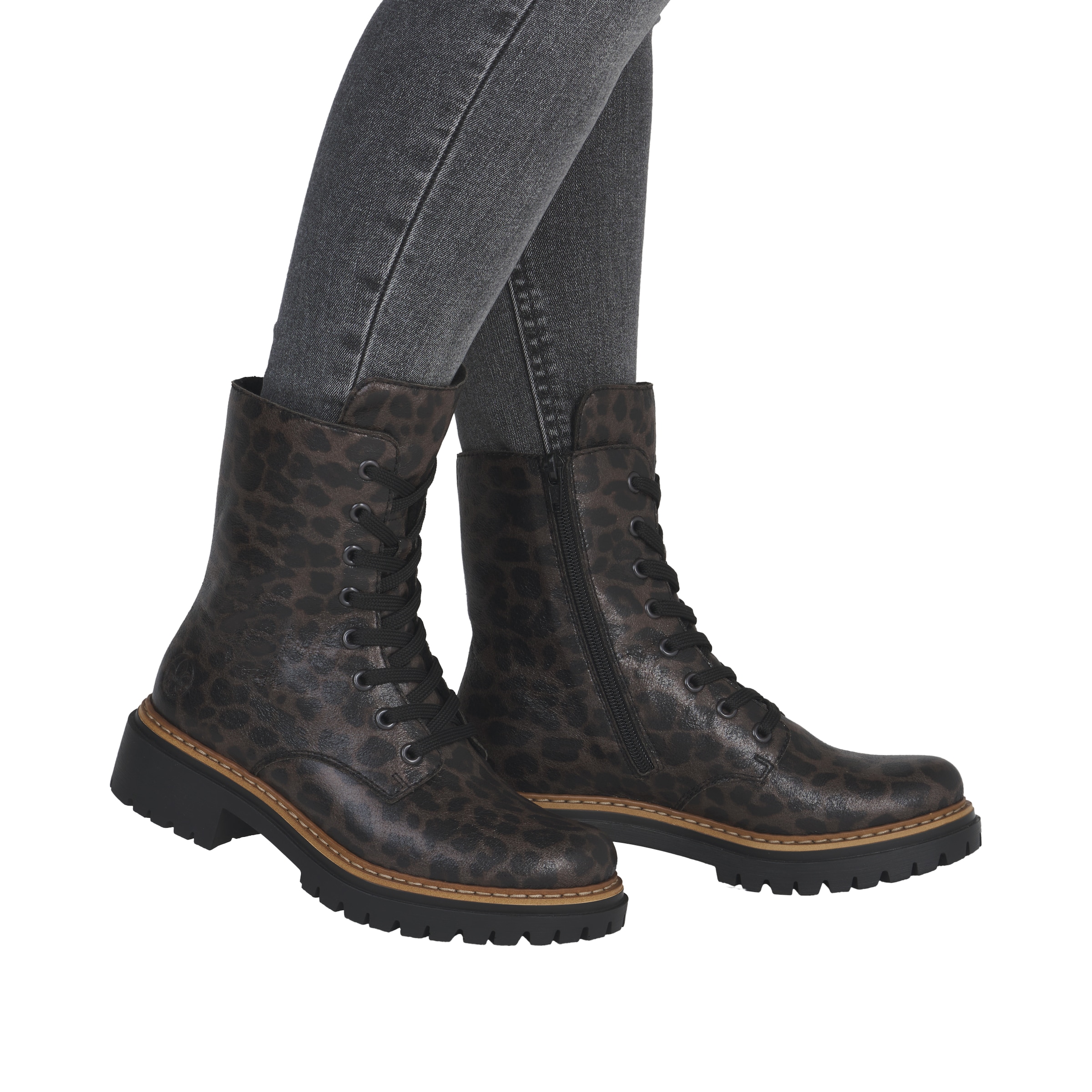 Rieker Schnürboots  Schnürstiefelette, Profilsohle, mit kontrastfarbenem Sohlenrand