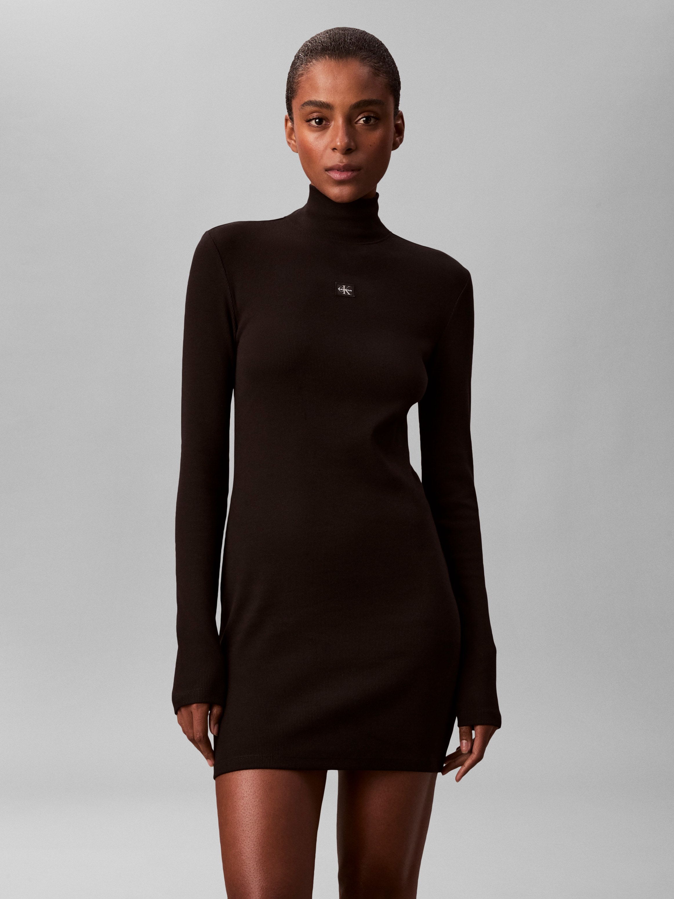 Calvin Klein Jeans Mini-robe Sans poche Figurbetonte Passform mit Stehkragen