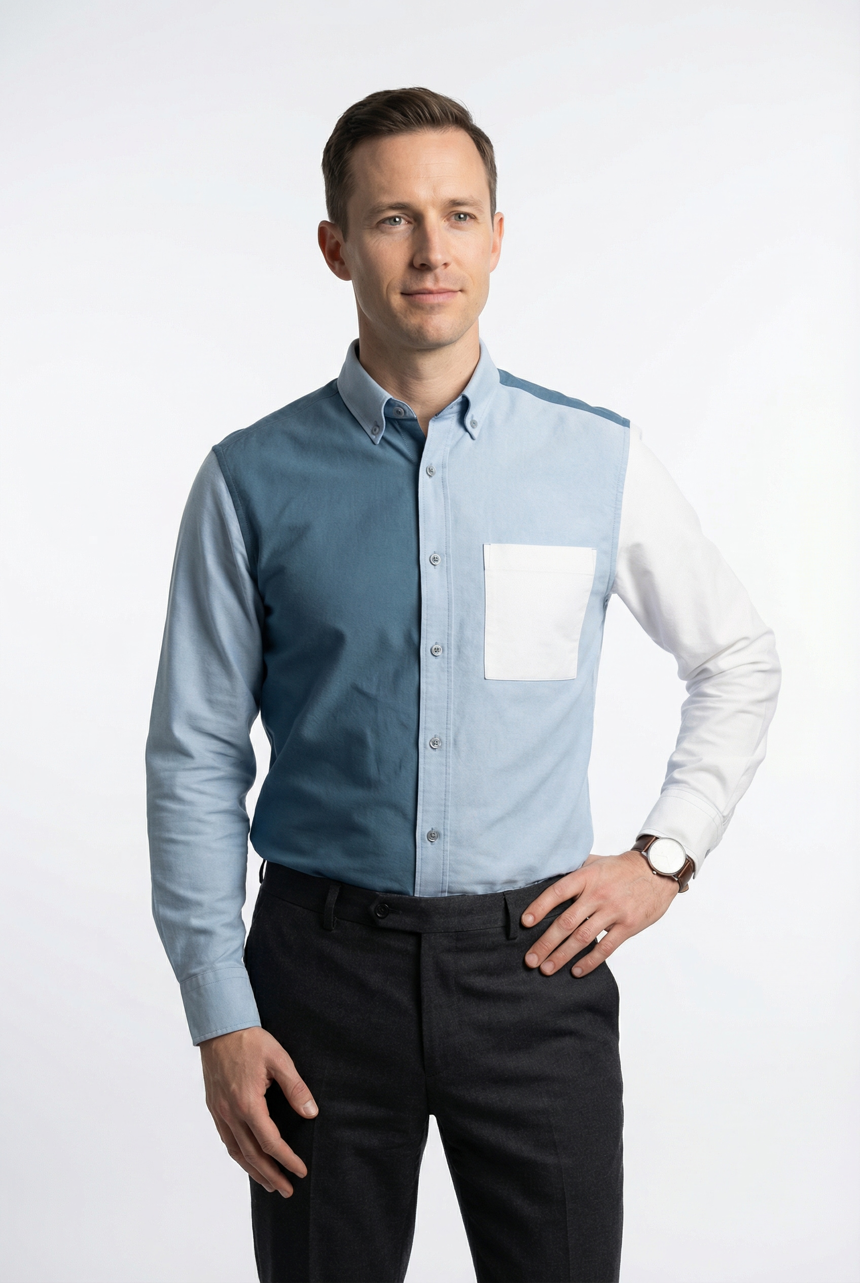 OLYMP Langarmhemd Button-Down-Kragen, Overshirt