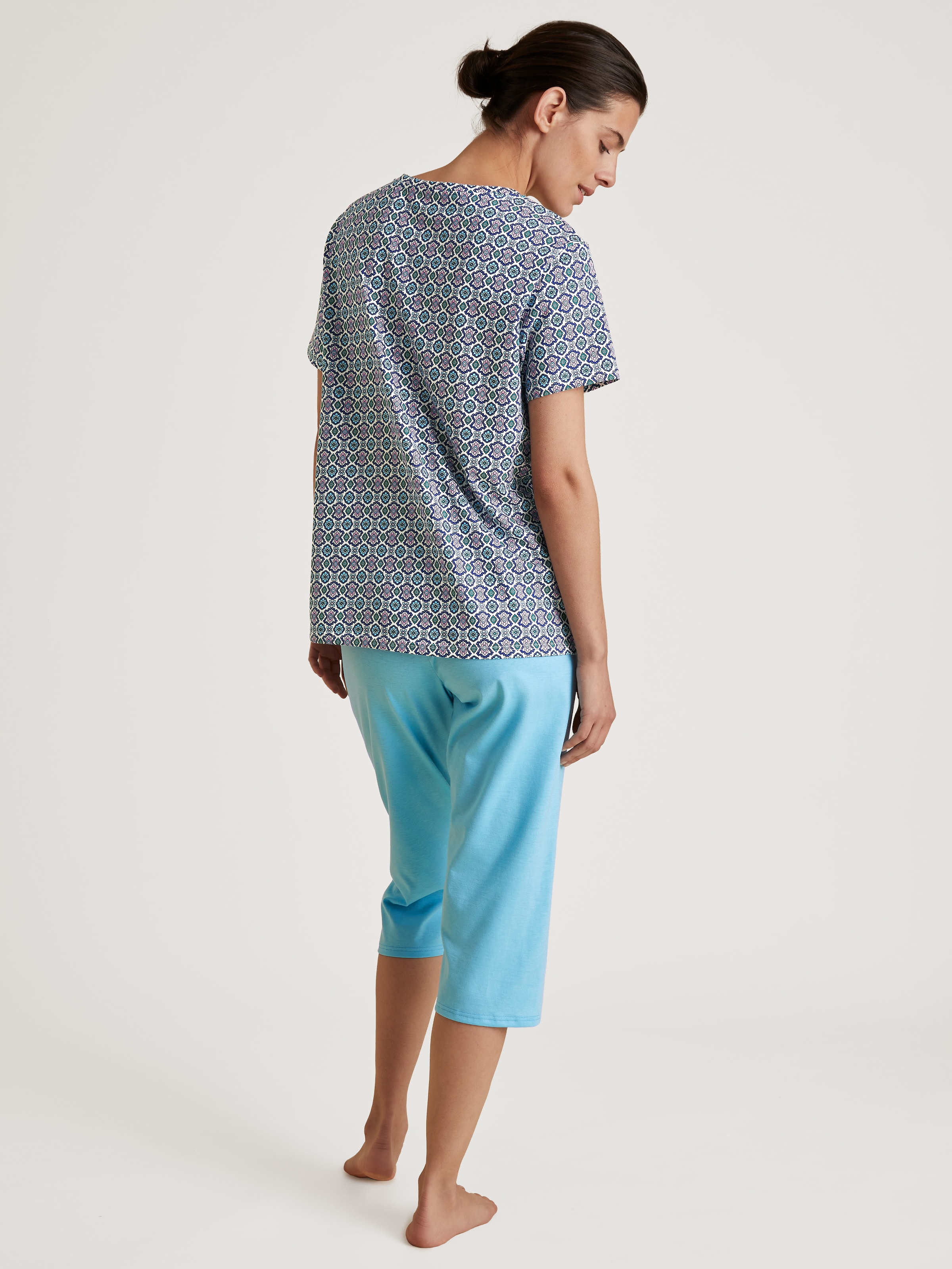 CALIDA Capri-Pyjama »Spring Nights« 2 tlg. Rundhals, Kurzarm, Loose Fit, Pure Cotton, atmungsaktiv