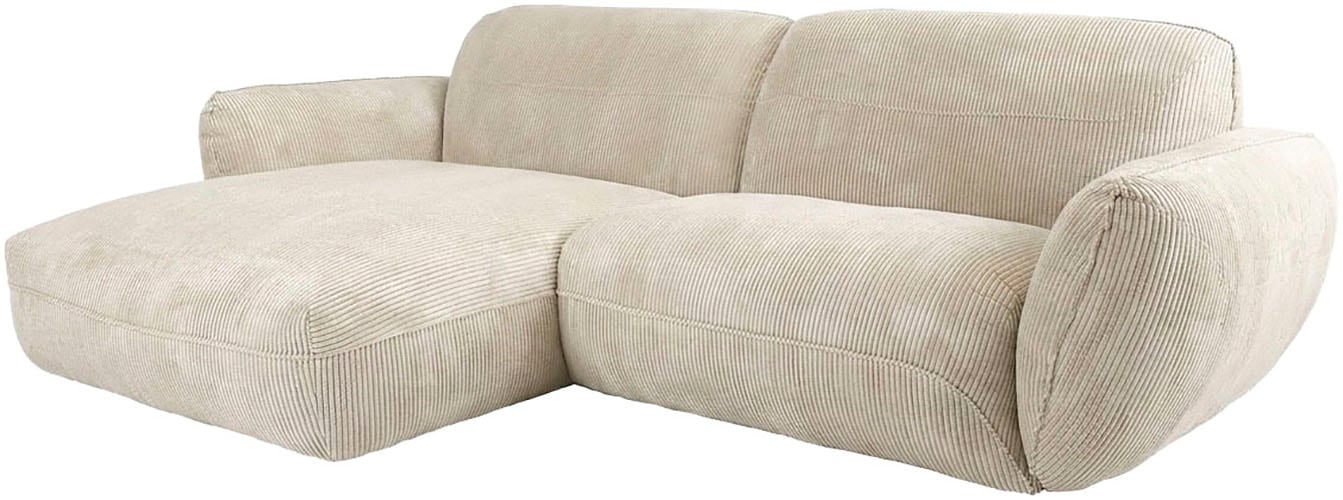 TRENDMANUFAKTUR Canapé d'angle »Be Chilled, modernes Lounge-Design mit stilvoller Kedernaht« avec confort d’assise doux, en velours côtelé de haute qualité à toucher doux