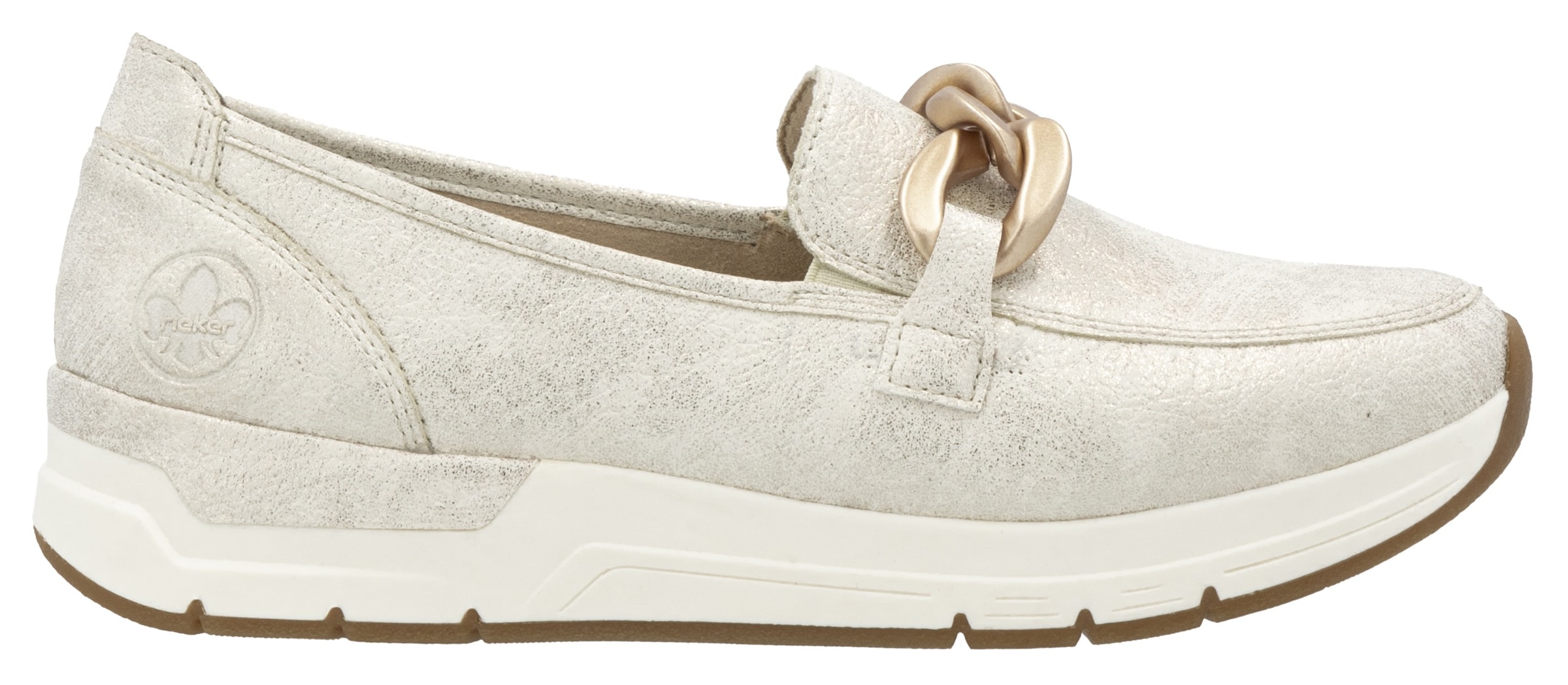 Rieker Loafer  , Slipper, Slip-on Sneaker, Halbschuh mit modischer Zierkette