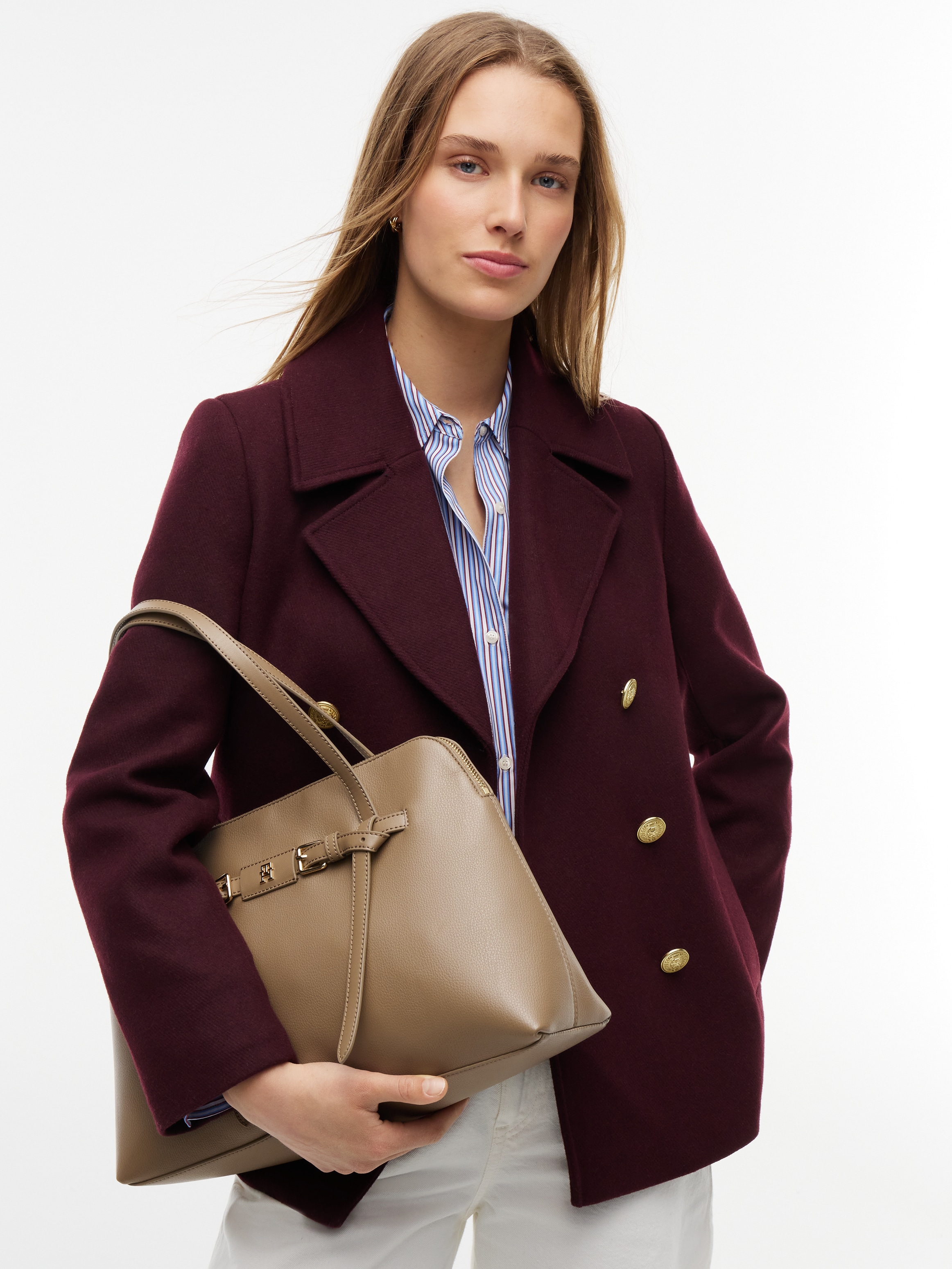 Tommy Hilfiger Sac à main »TH BUCKLE TOTE« Sac à bandoulière pour femme, avec boucle décorative et élément ornemental TH
