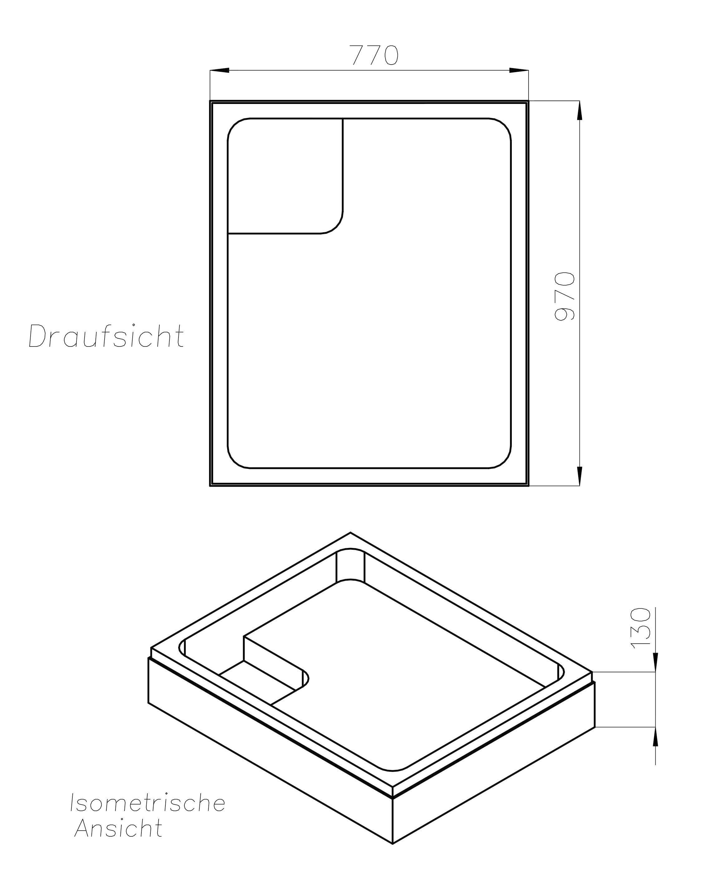 OTTOFOND Receveur de douche Ensemble,  100x80x3 cm, avec support de baignoire, garniture d'évacuation et bande d'étanchéité pour joints