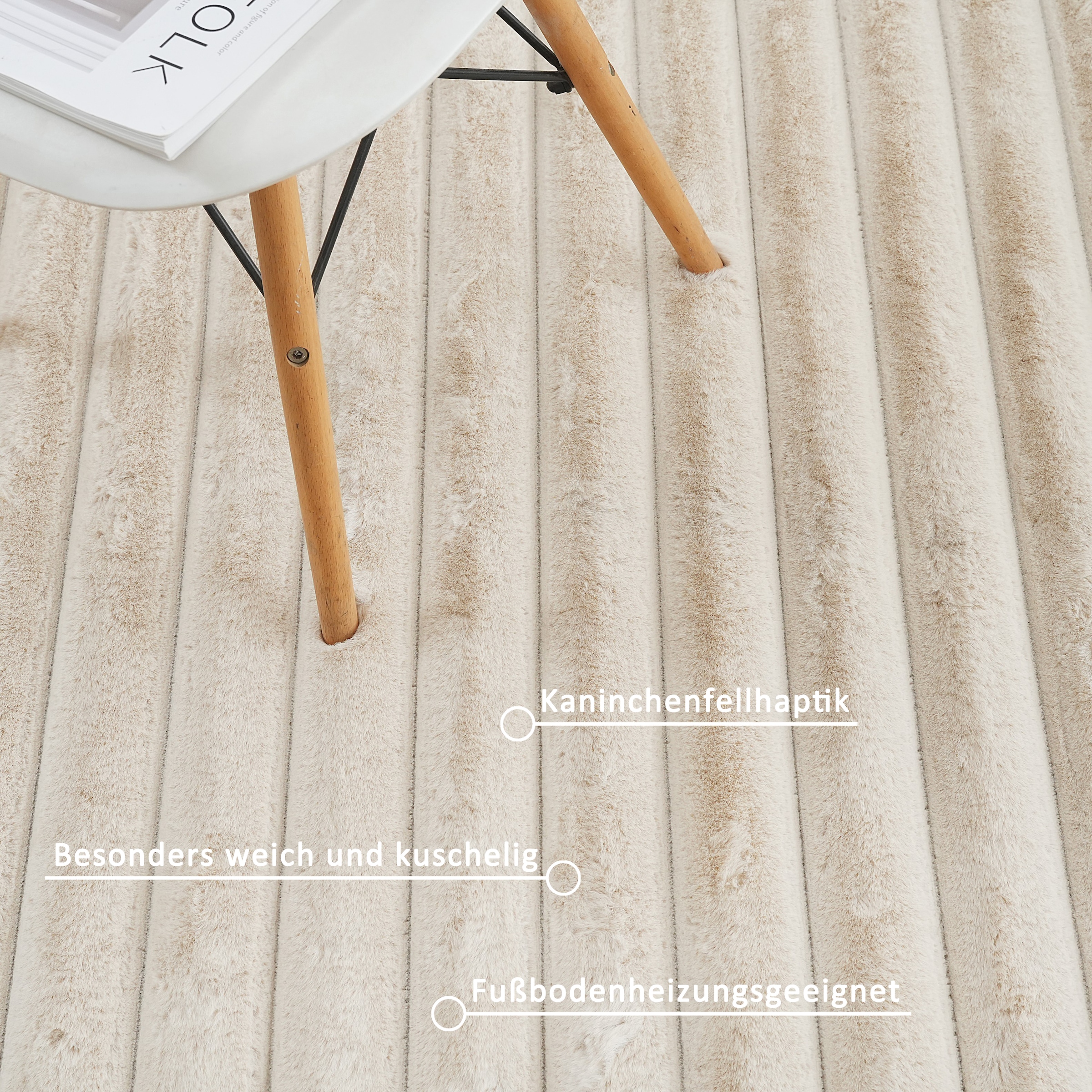 my home Teppich »Melanie, Kunstfellteppich, besonders weich, Hoch-Tief-Effekt« rechteckig 28 mm Höhe Kaninchenfell Optik, Wohnzimmer, Schlafzimmer, auch als Läufer