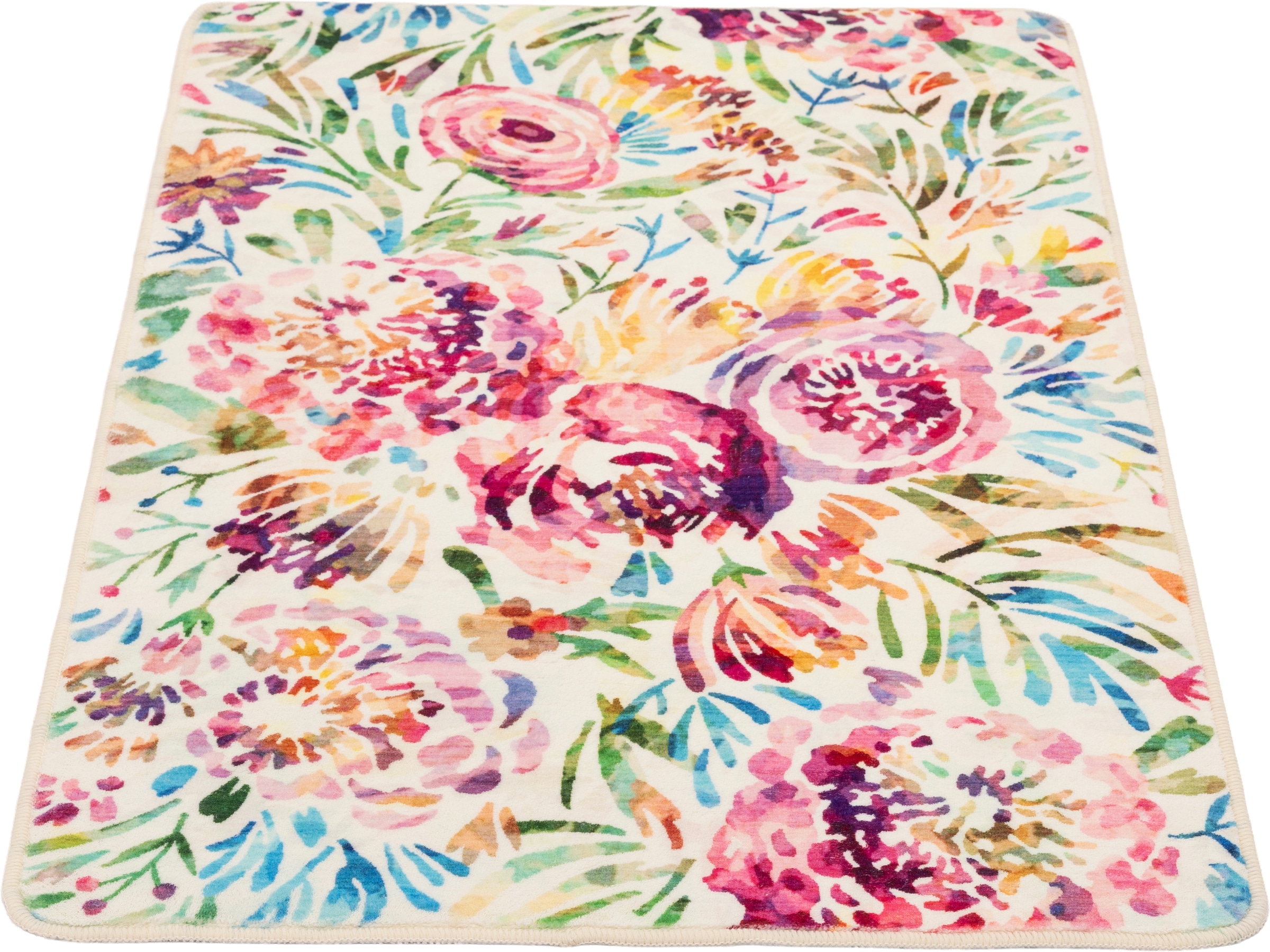 Gino Falcone Tapis de bain »Aquata GF-158, Badvorleger, Badezimmer Teppich« Höhe 5 mm Badteppich, bedruckt, Blumen Design, rechteckig